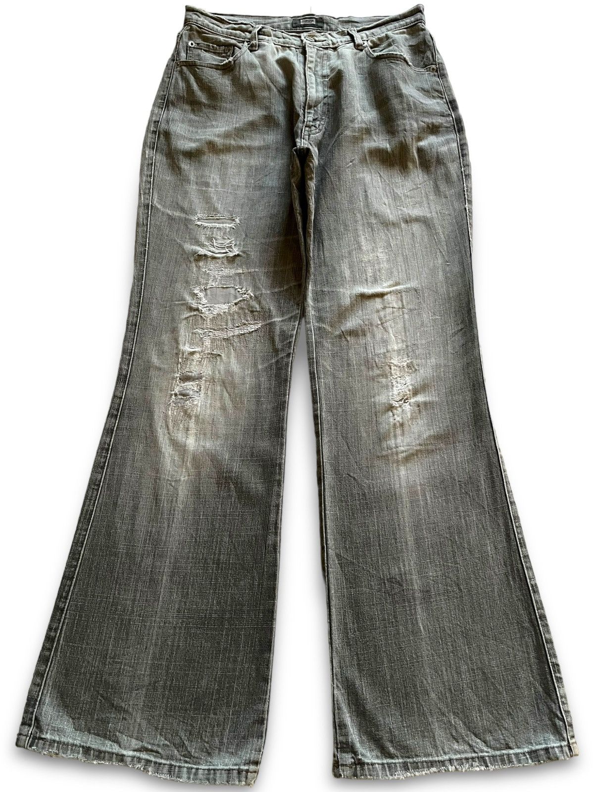 Japanese Brand Vintage Japanese Brand Distressed Grey Flare Jeans Size US 29 - 1 Thumbnail