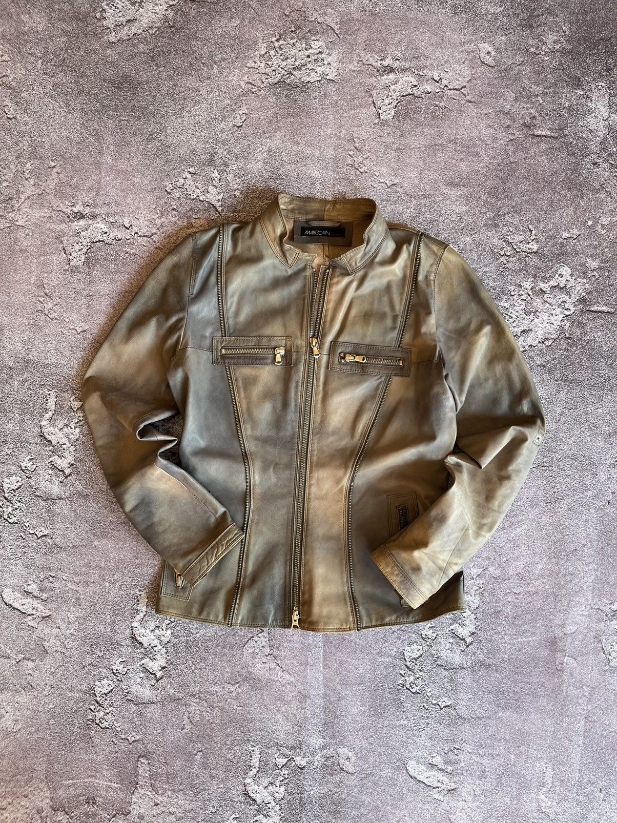 Leather Marc Cain Vintage "Used & Washed" Lamb Nappa Leather Jacket Size S / US 4 / IT 40 - 1 Thumbnail