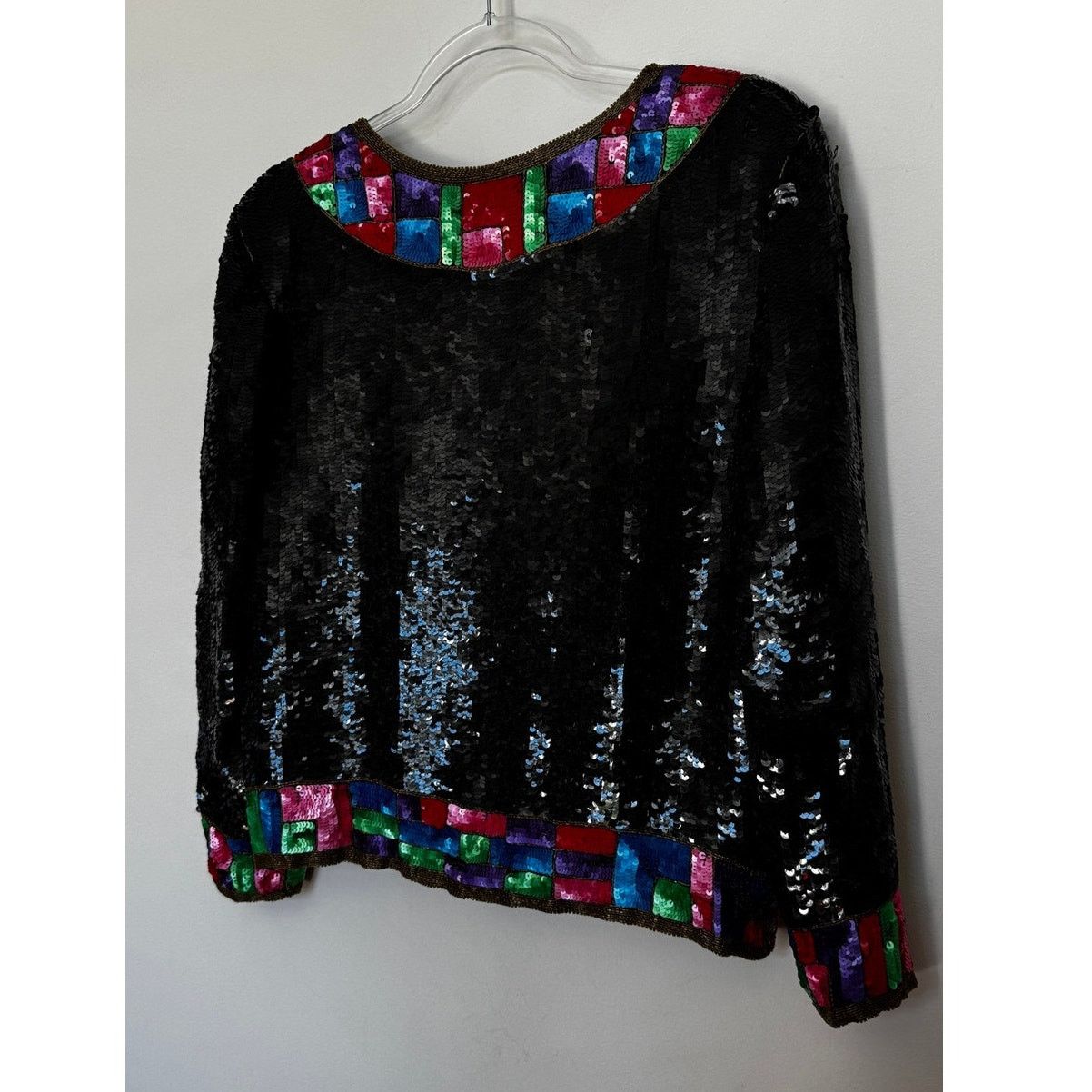 Vintage 1980s Pinky Creations Silk Sequin Jacket Black Medium Size M / US 6-8 / IT 42-44 - 11 Thumbnail