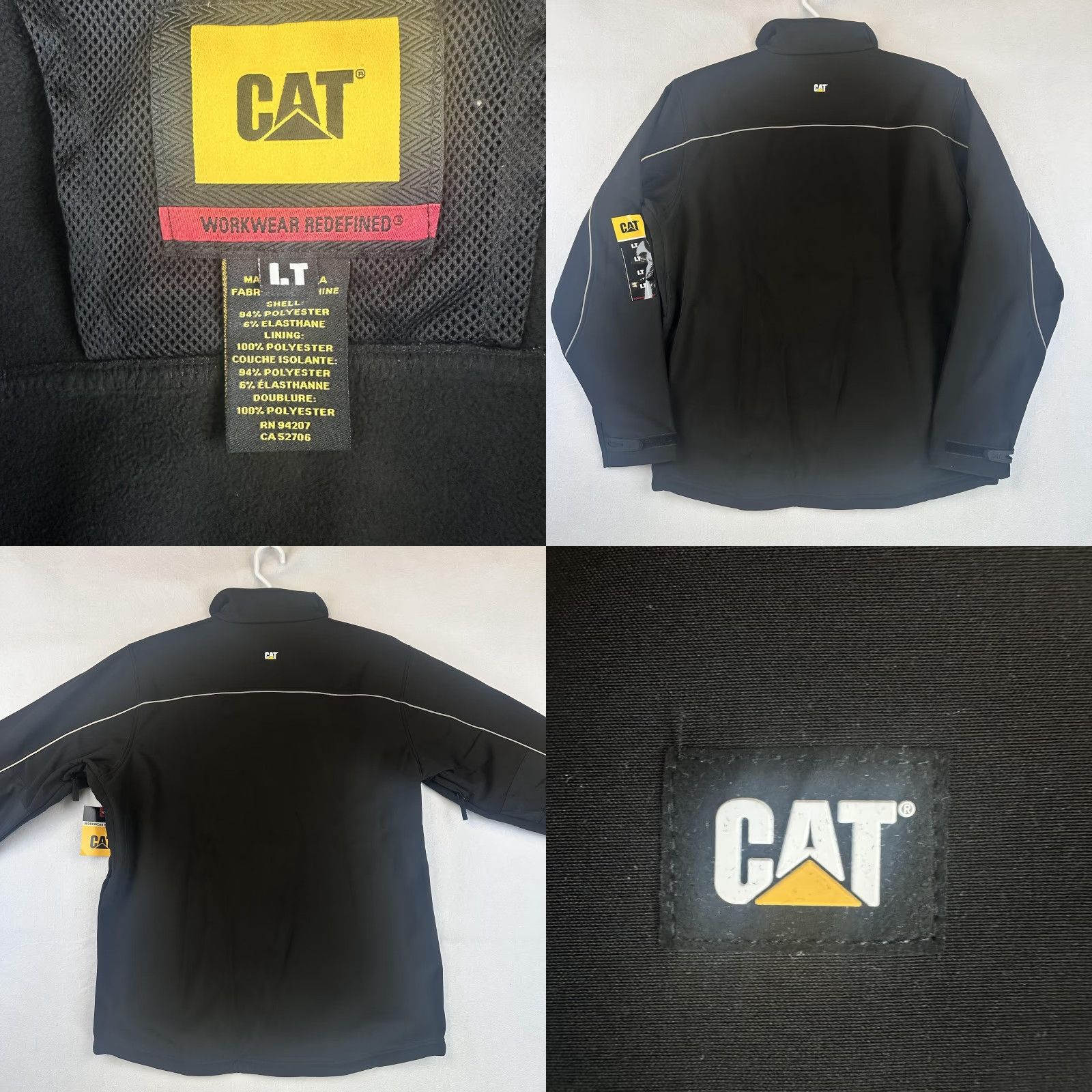 Vintage CAT Caterpillar Storm Blocker Jacket Mens Large Tall Black Softshell Workwear LT Size US L / EU 52-54 / 3 - 8 Thumbnail