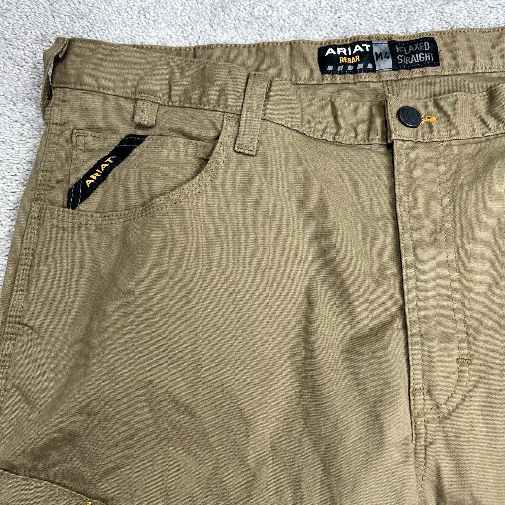Ariat Ariat Pants Mens 42x32 Rebar M4 Durastr Relaxed Straight Field Khaki Canvas Work Stretch Size US 42 / EU 58 - 3 Thumbnail
