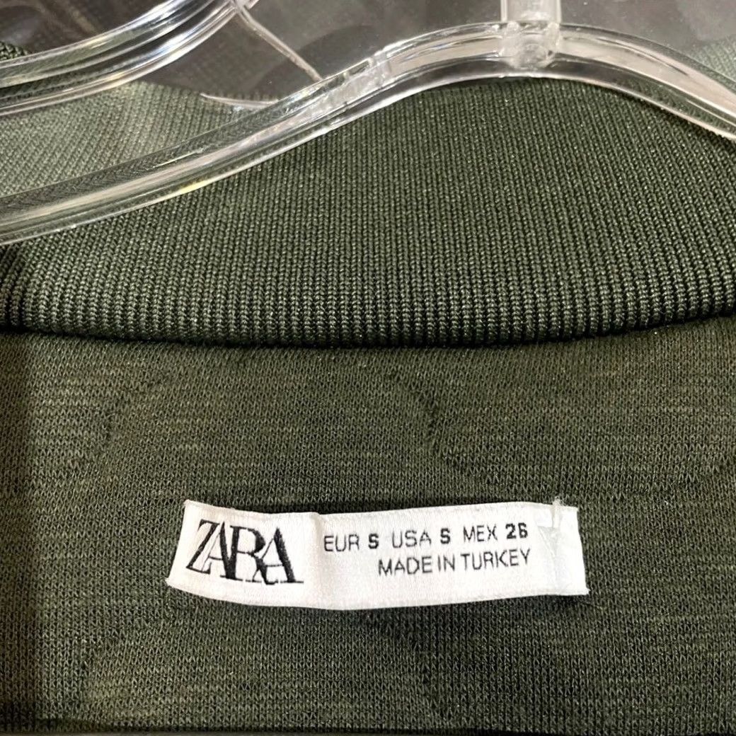 Zara ZARA Bomber Jacket Women Olive Green Quilted Full Zip Size S Outerwear Comfort Size S / US 4 / IT 40 - 3 Thumbnail