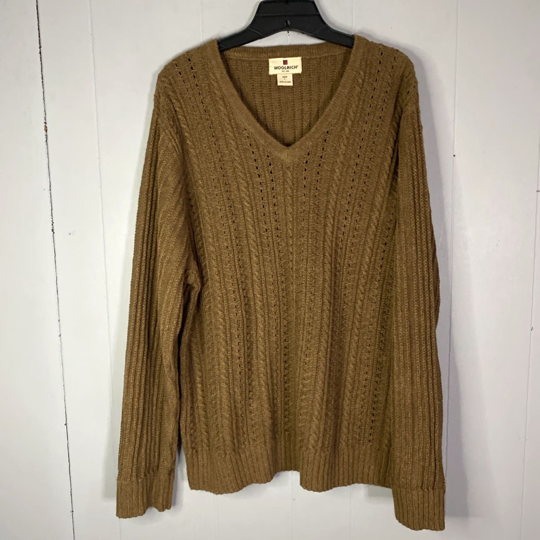 Vintage VINTAGE Woolrich Nutmeg Mens Fisherman Cable-Knit Chunky Sweater L 25x29 Knit Pullover Crew Neck Long Sleeve Brown 90s Classic Preppy Mens Size US L / EU 52-54 / 3 - 7 Thumbnail