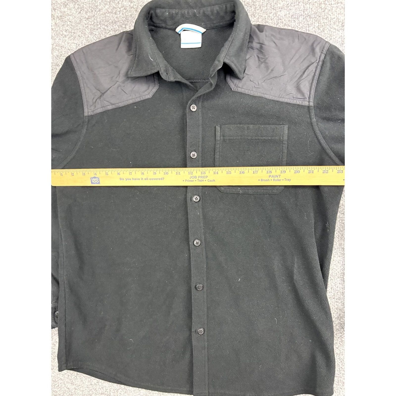 YOKE Columbia Fleece Shirt Mens Large Black Nylon Shoulder Yoke Shacket Button Up Size US L / EU 52-54 / 3 - 3 Thumbnail