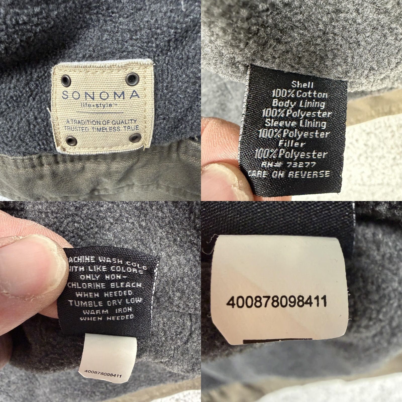 Vintage SONOMA life+style Bomber Jacket Mens L Brown Canvas Fleece Lined Workwear Size US L / EU 52-54 / 3 - 10 Thumbnail