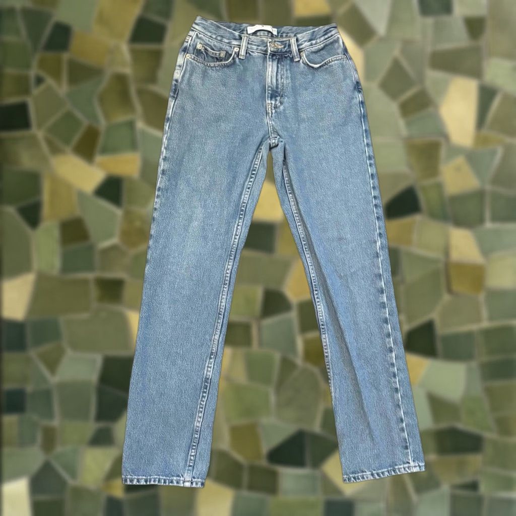 VINTAGE Tommy Hilfiger Jeans Stonewash Blue Mid Rise Straight 26 Inseam 29 Womens 90s Pattern Stone Denim Pants