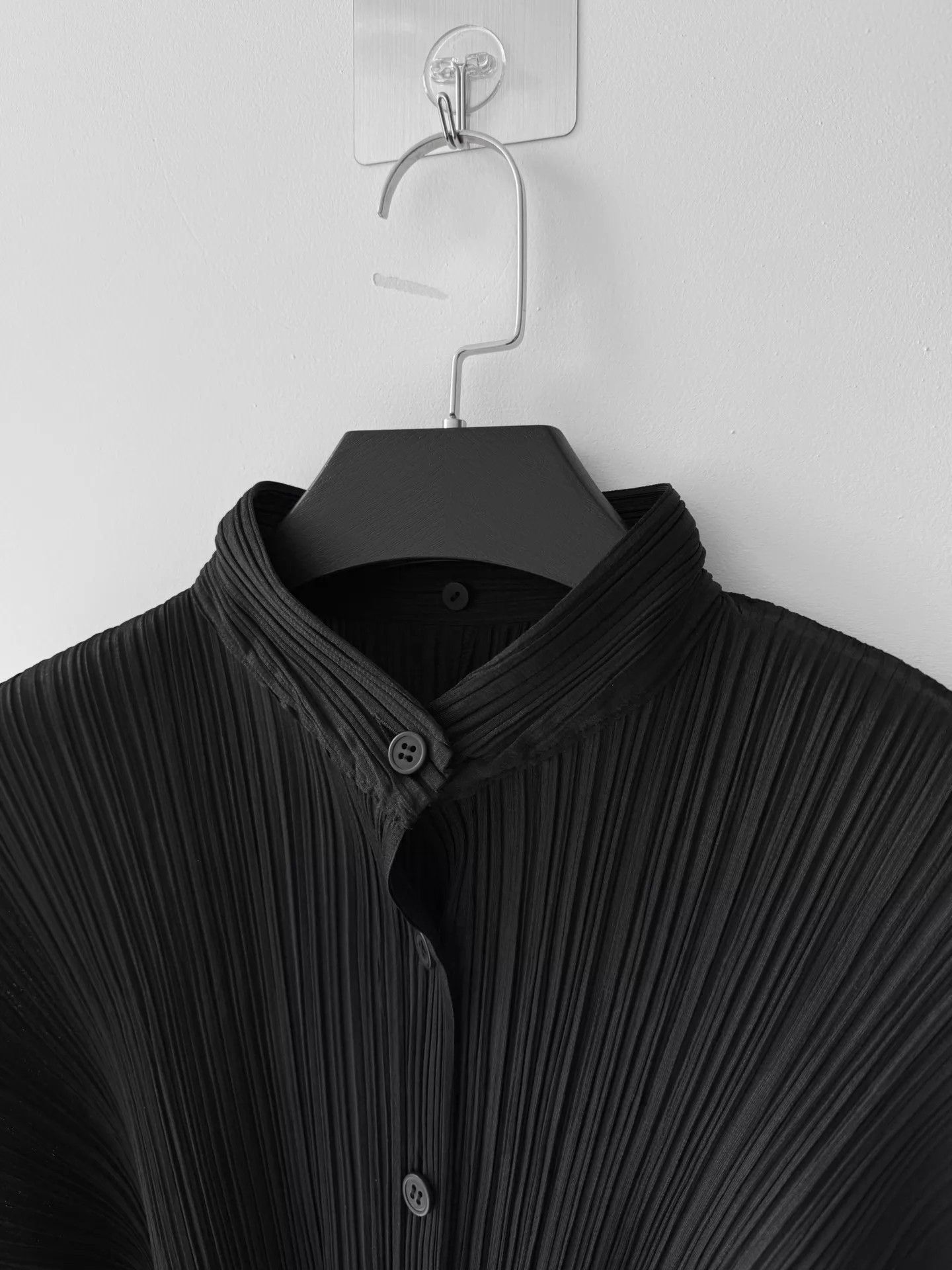Issey Miyake ISSEY MIYAKE PLEATS PLEASE Black Stand Collar Shirt Size 4 Size S / US 4 / IT 40 - 5 Thumbnail