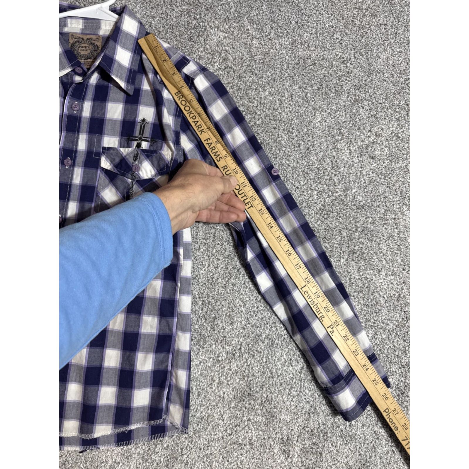 Vintage Pacific Blue Shirt Womens XL Purple Western Plaid Rocker Tattoo Punk Y2K Look Button Up Size XL / US 12-14 / IT 48-50 - 4 Thumbnail