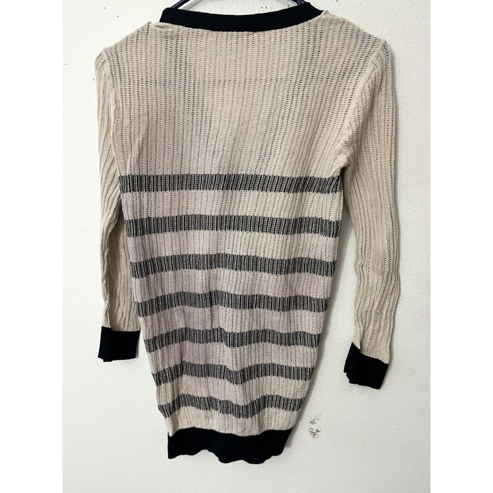 Loft Ann Taylor LOFT Cardigan Womens XS Beige Open Front 3/4 Sleeve Sequin Linen Blend Size XS / US 0-2 / IT 36-38 - 2 Thumbnail