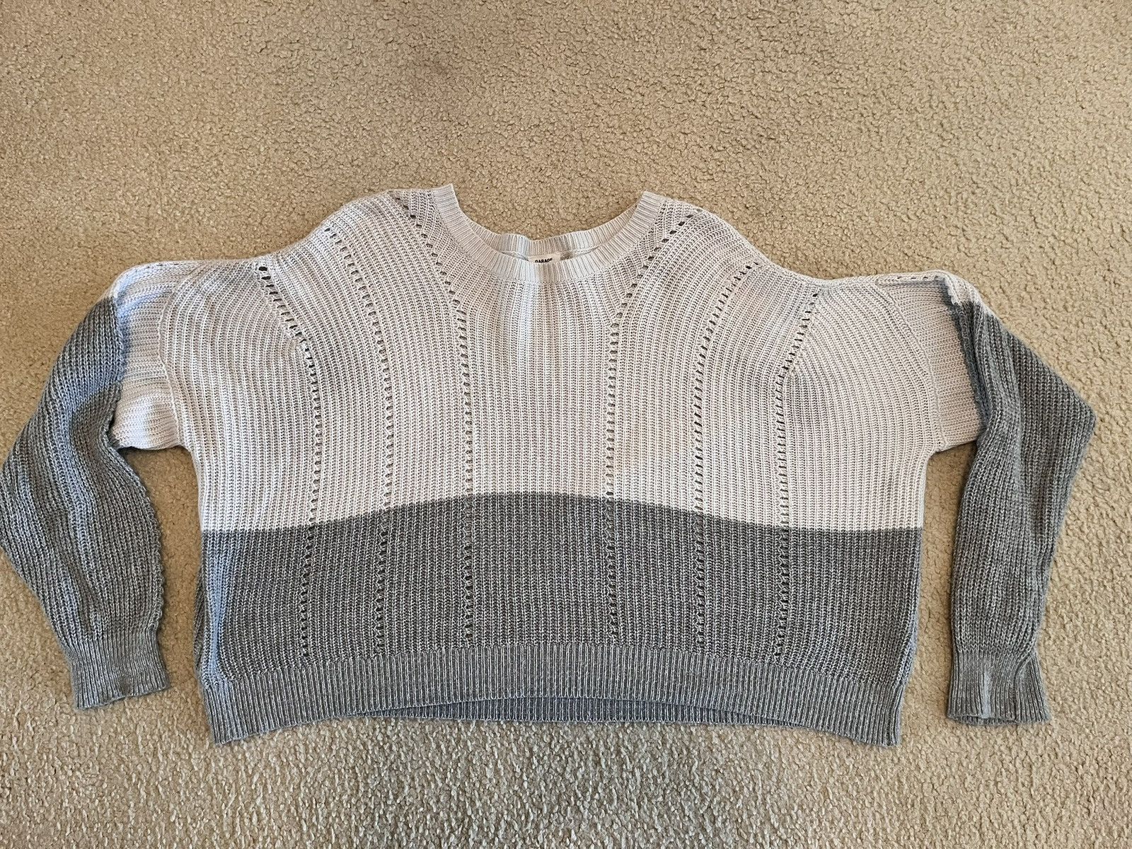 Garage Garage Boxy Drop Shoulder Knit Crew Neck Two-Tone Sweater Size L / US 10 / IT 46 - 6 Thumbnail