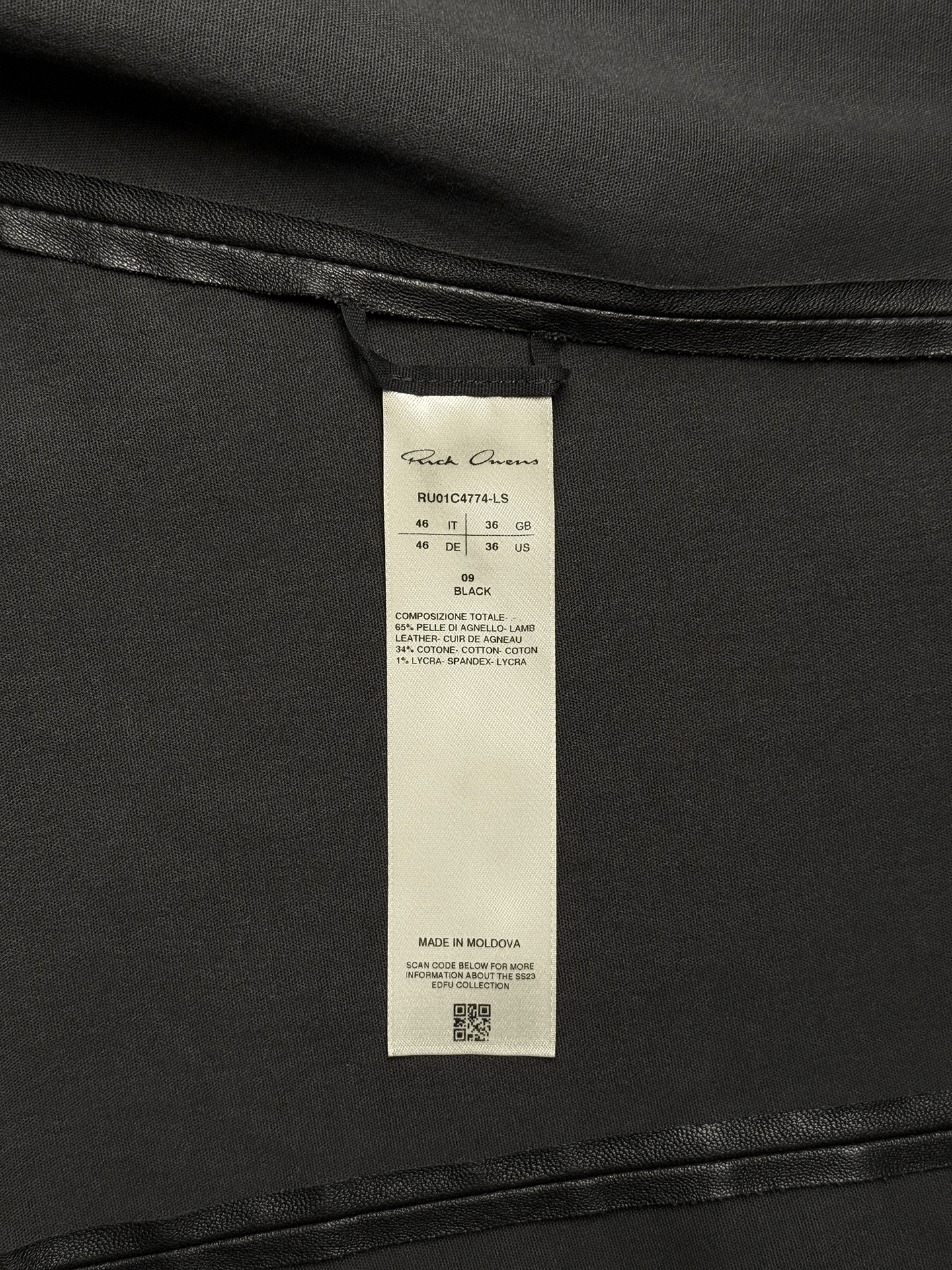 Rick Owens EDFU Gary leather jacket