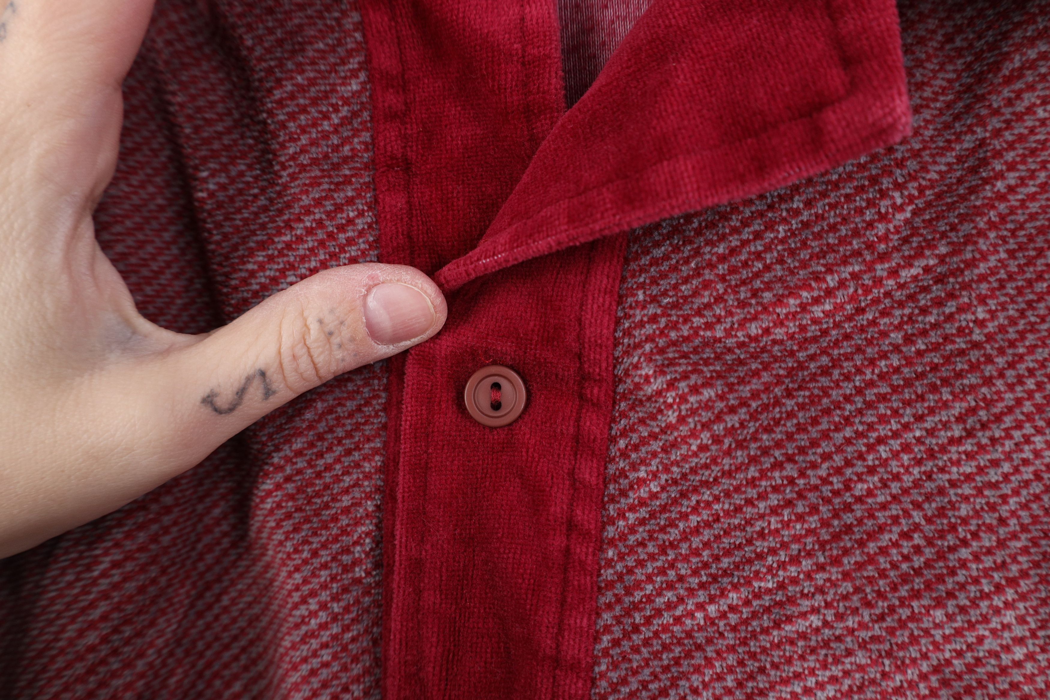 Vintage Vintage 70s Streetwear Velour Collared Pullover Polo Red USA Size US XL / EU 56 / 4 - 7 Thumbnail