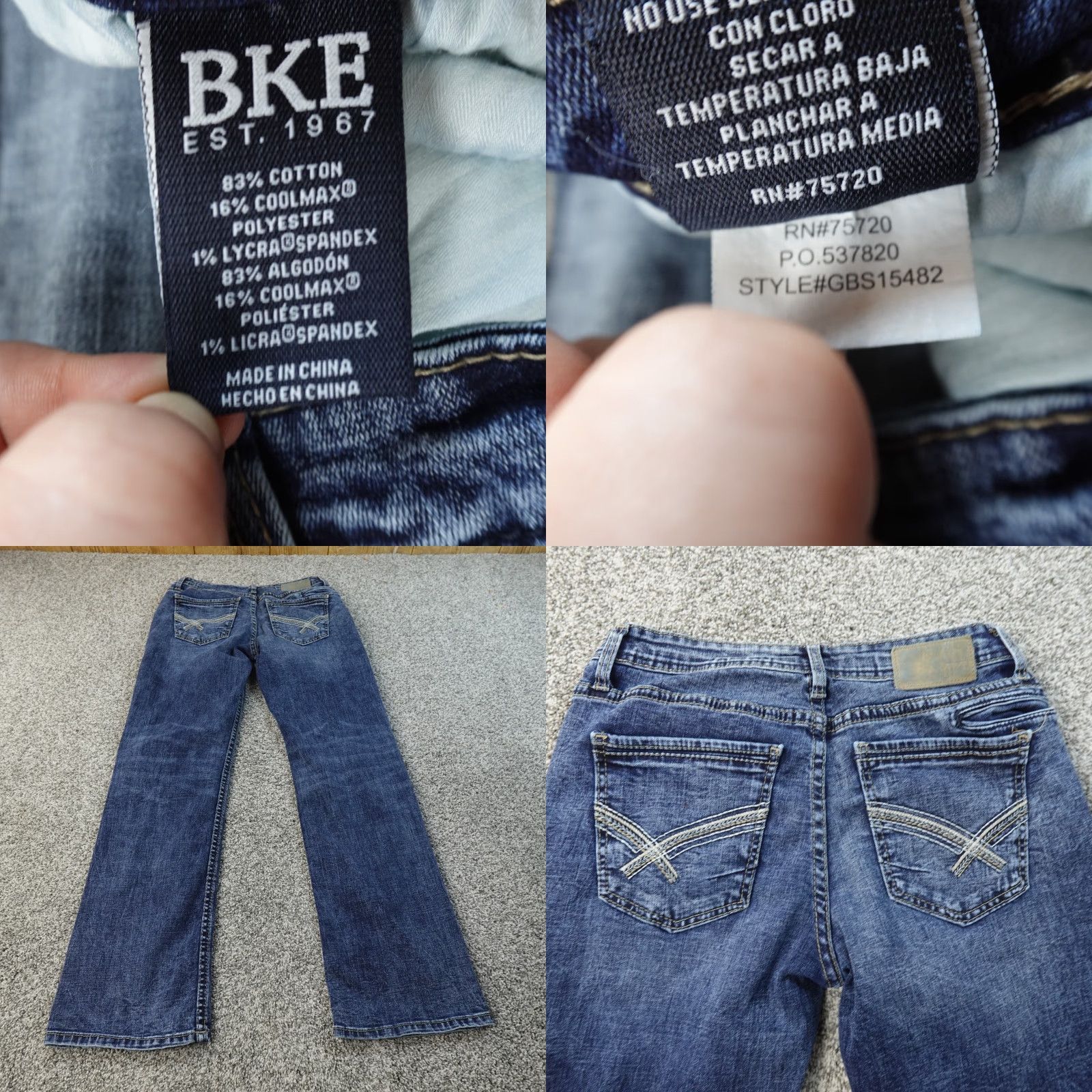 Vintage Buck le BKE Jeans Mens 30X33 Dark Blue Denim Jake Straight Leg Stretch Whiskered Jeans Size US 30 / EU 46 - 8 Thumbnail