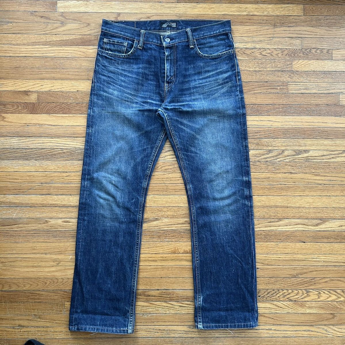 Beams Japan Distressed and Faded Straight Leg Raw Denim Jeans Size US 34 / EU 50 - 2 Thumbnail