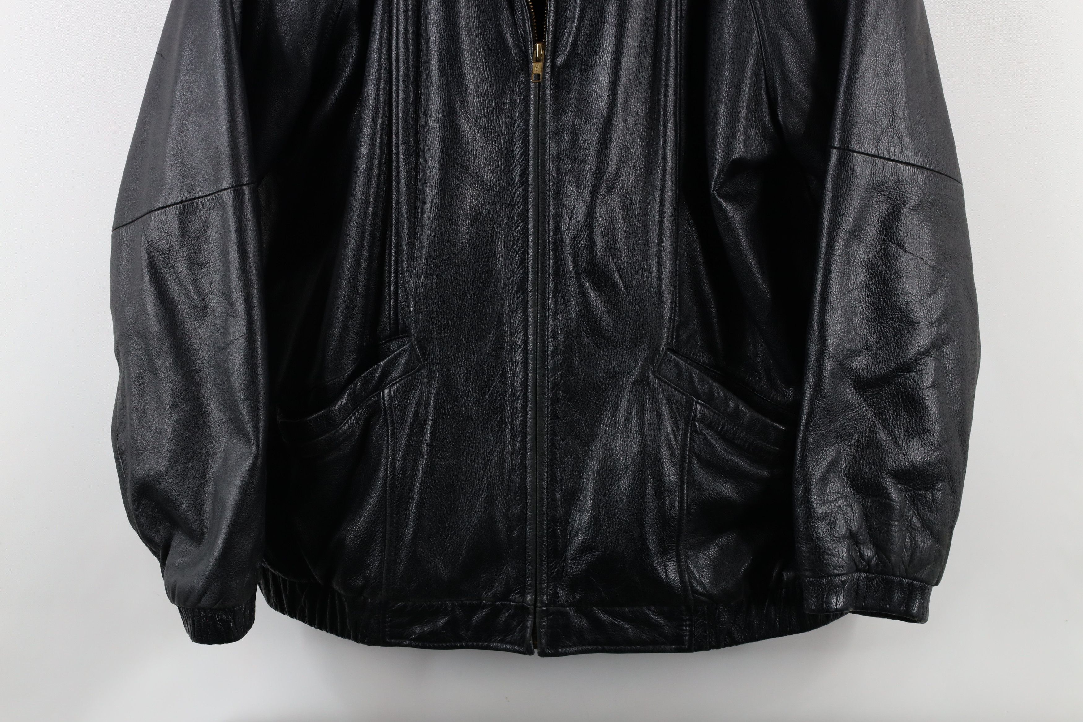Vintage Vintage 90s Streetwear Quilted Leather Bomber Jacket Black Size US M / EU 48-50 / 2 - 3 Thumbnail