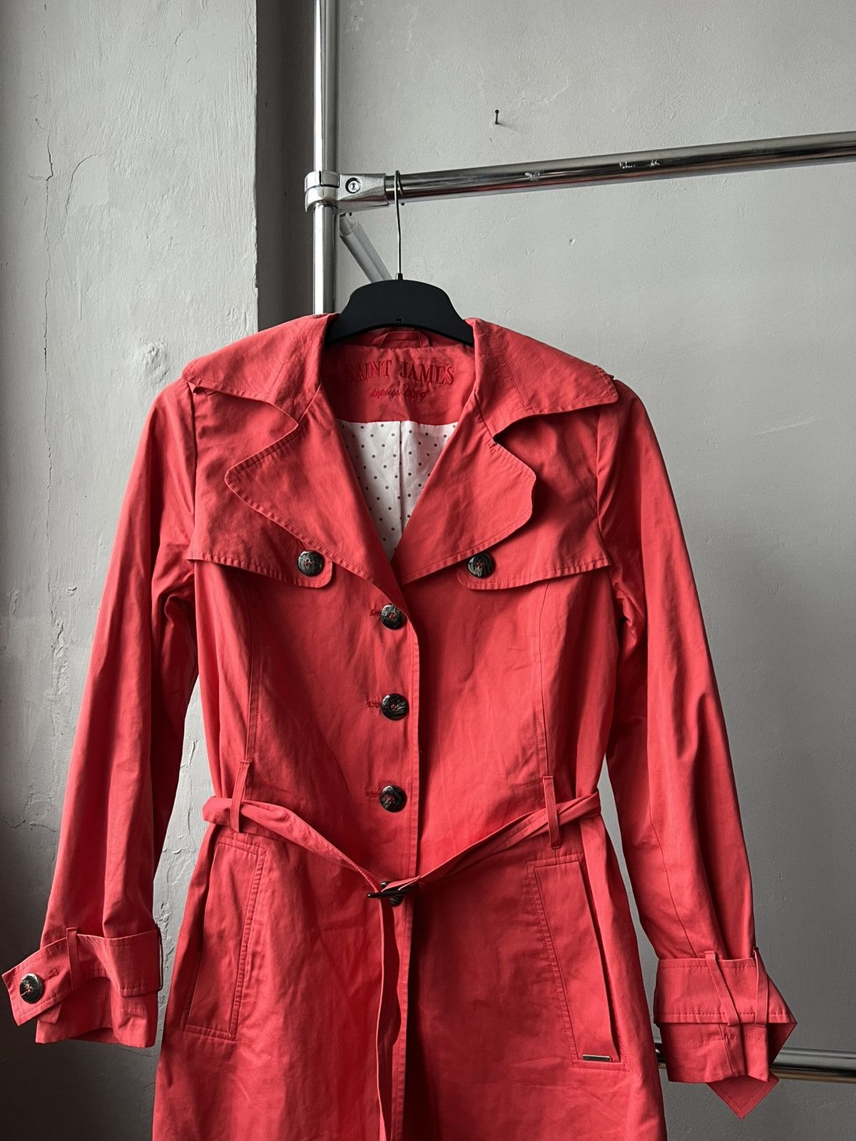 Saint James SAINT JAMES VINTAGE WOMEN PINK/ORANGE SOLID TRENCH COAT SZ 8 Size M / US 6-8 / IT 42-44 - 4 Thumbnail