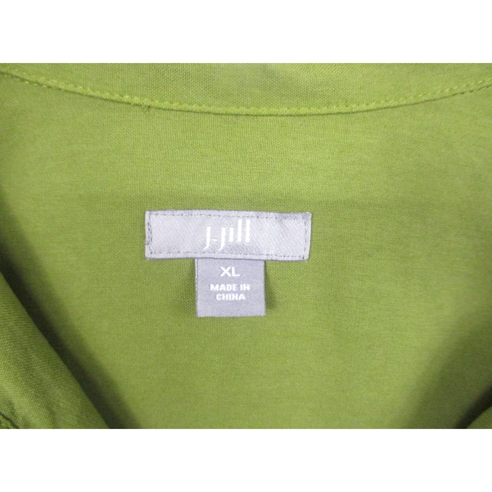 J. Jill J. Jill Shirt Womens XL Green 100% Silk Button Tunic Top Long Sleeve Blouse Size XL / US 12-14 / IT 48-50 - 2 Thumbnail