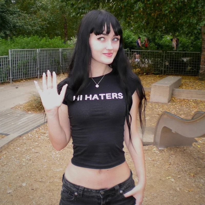 Other Y2K Cropped HI HATERS BYE HATERS Summer Crop-Top Size S / US 4 / IT 40 - 1 Thumbnail