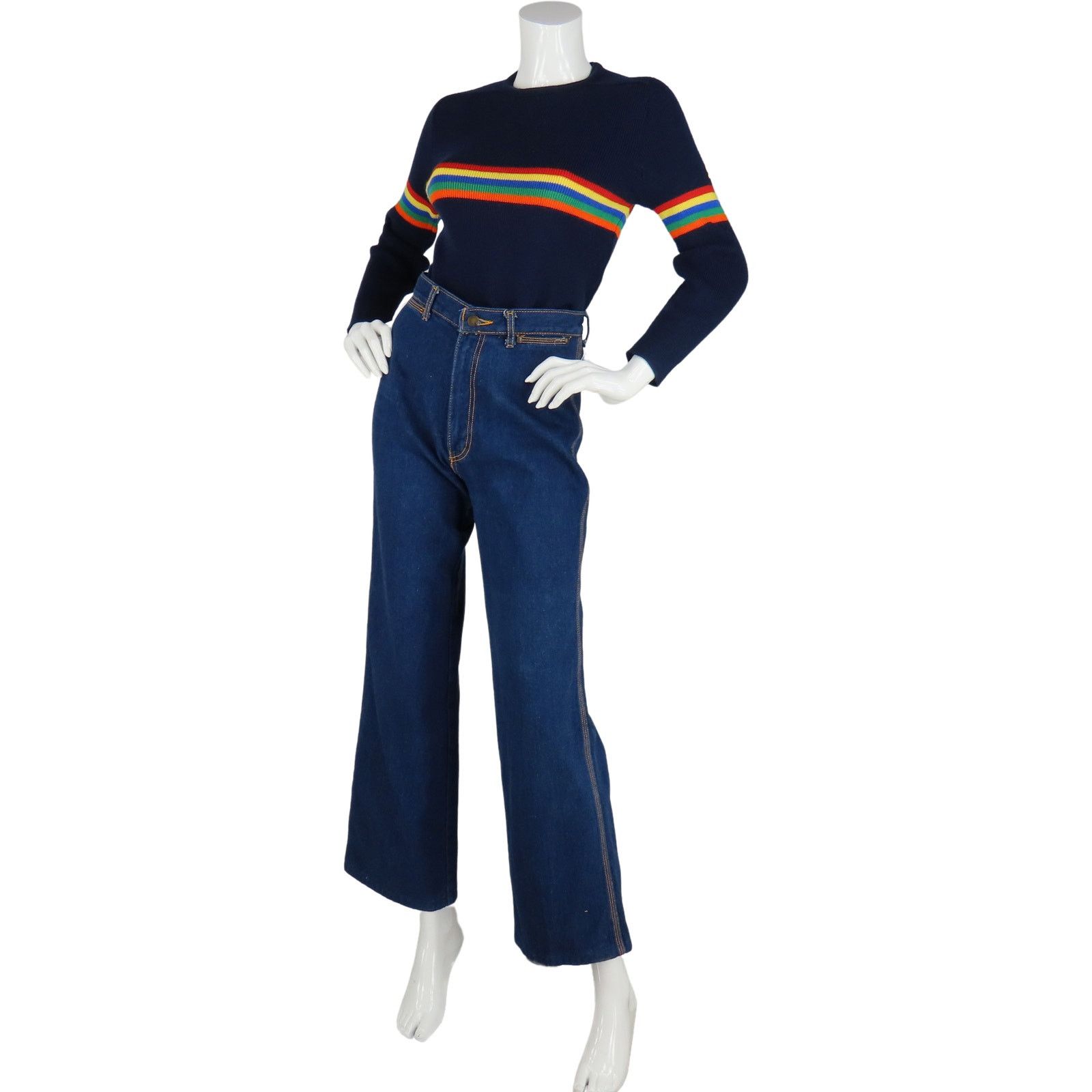 Other 80s 70s Vintage Indigo High Waisted Mom Denim Jeans 37 Size 37" - 2 Thumbnail
