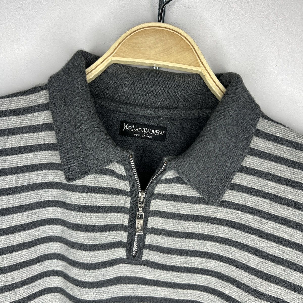 Yves Saint Laurent Vintage YSL Yves Saint Laurent Sweatshirt Half Zip Grey 90s Size US L / EU 52-54 / 3 - 5 Thumbnail