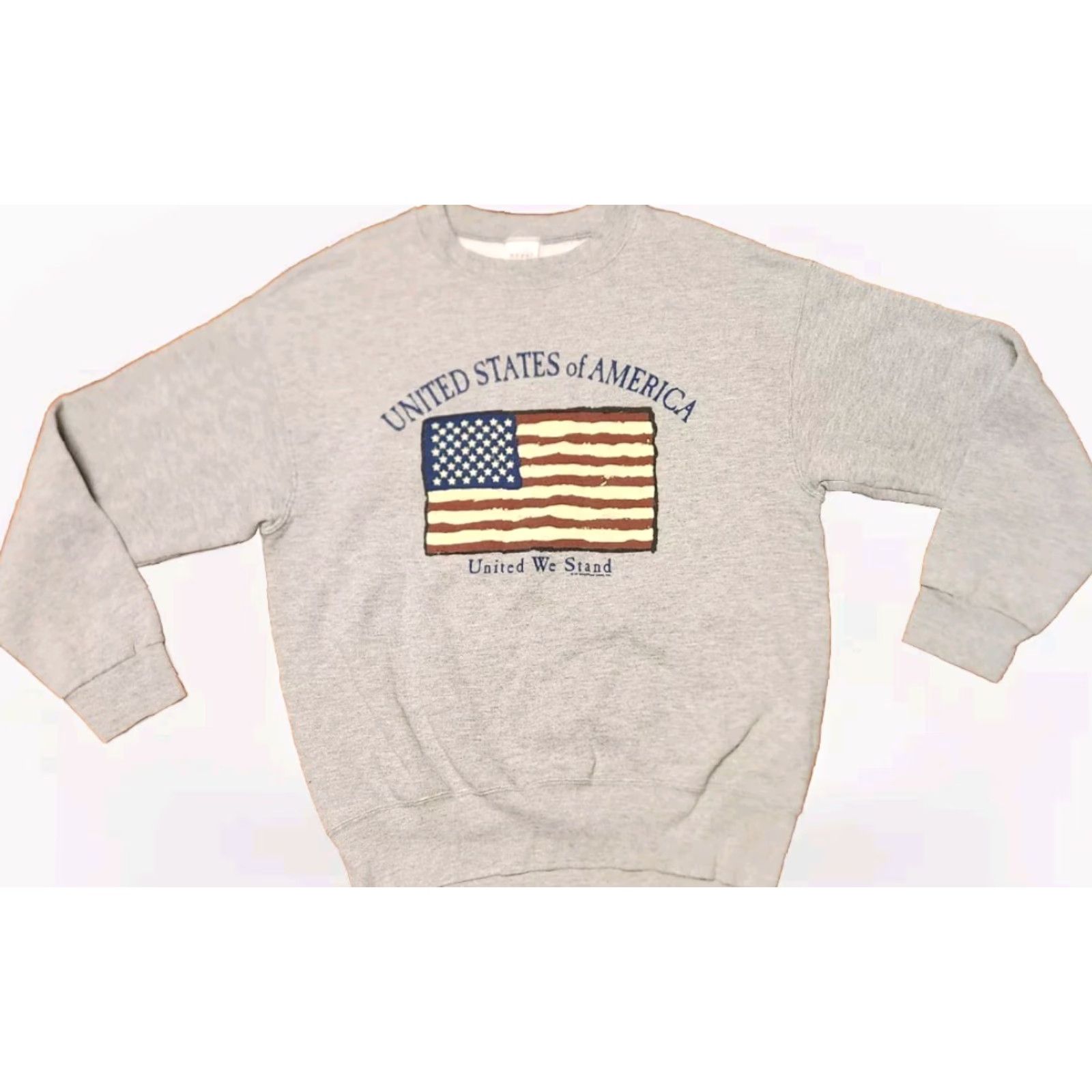 Vintage VINTAGE United States Of America Flag United We Stand Sweatshirt Men's M Gray 90s Patriotic Graphic Print Size US M / EU 48-50 / 2 - 2 Thumbnail