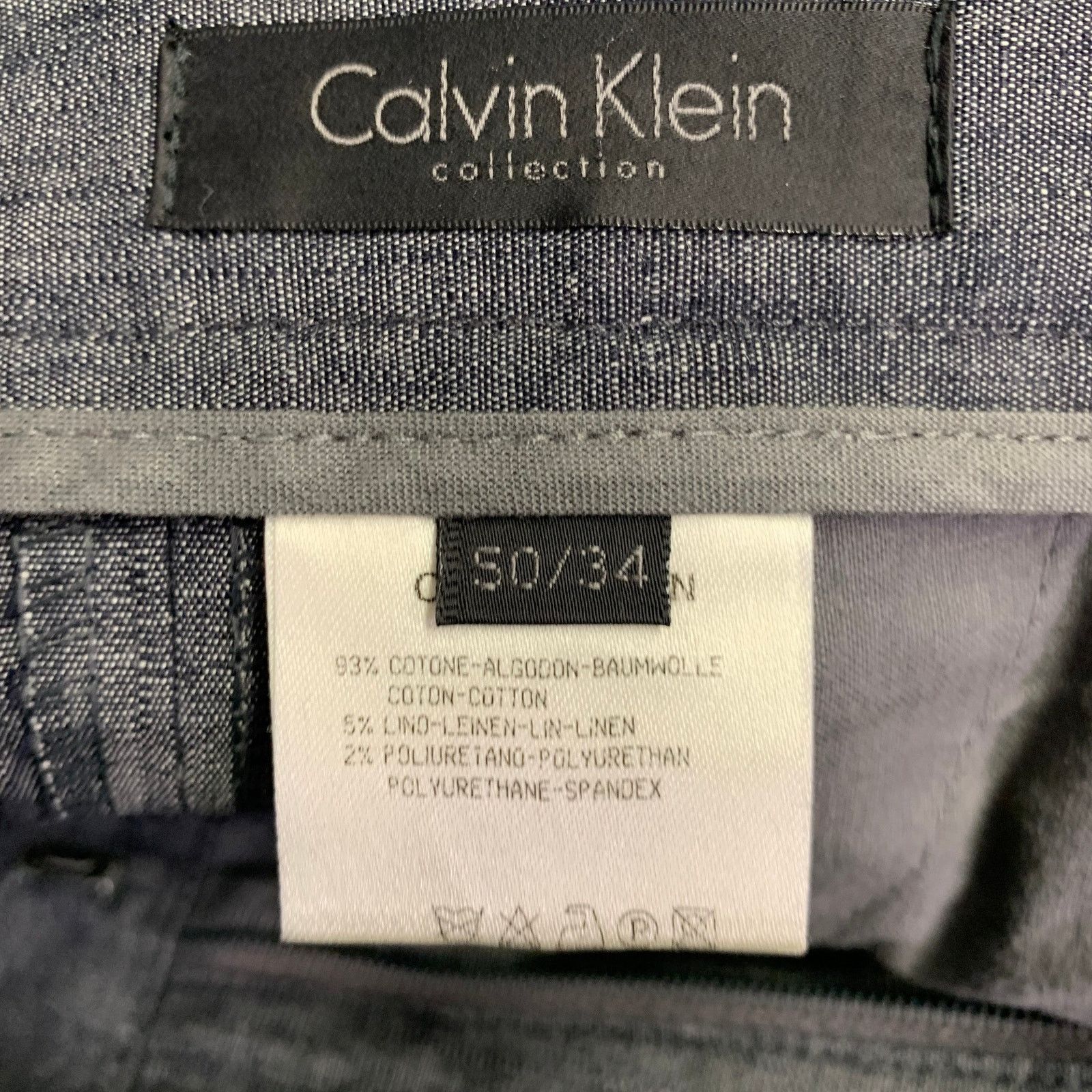 Calvin Klein CALVIN KLEIN Grey Charcoal Cotton Linen Blend Suit Size 40S - 12 Thumbnail