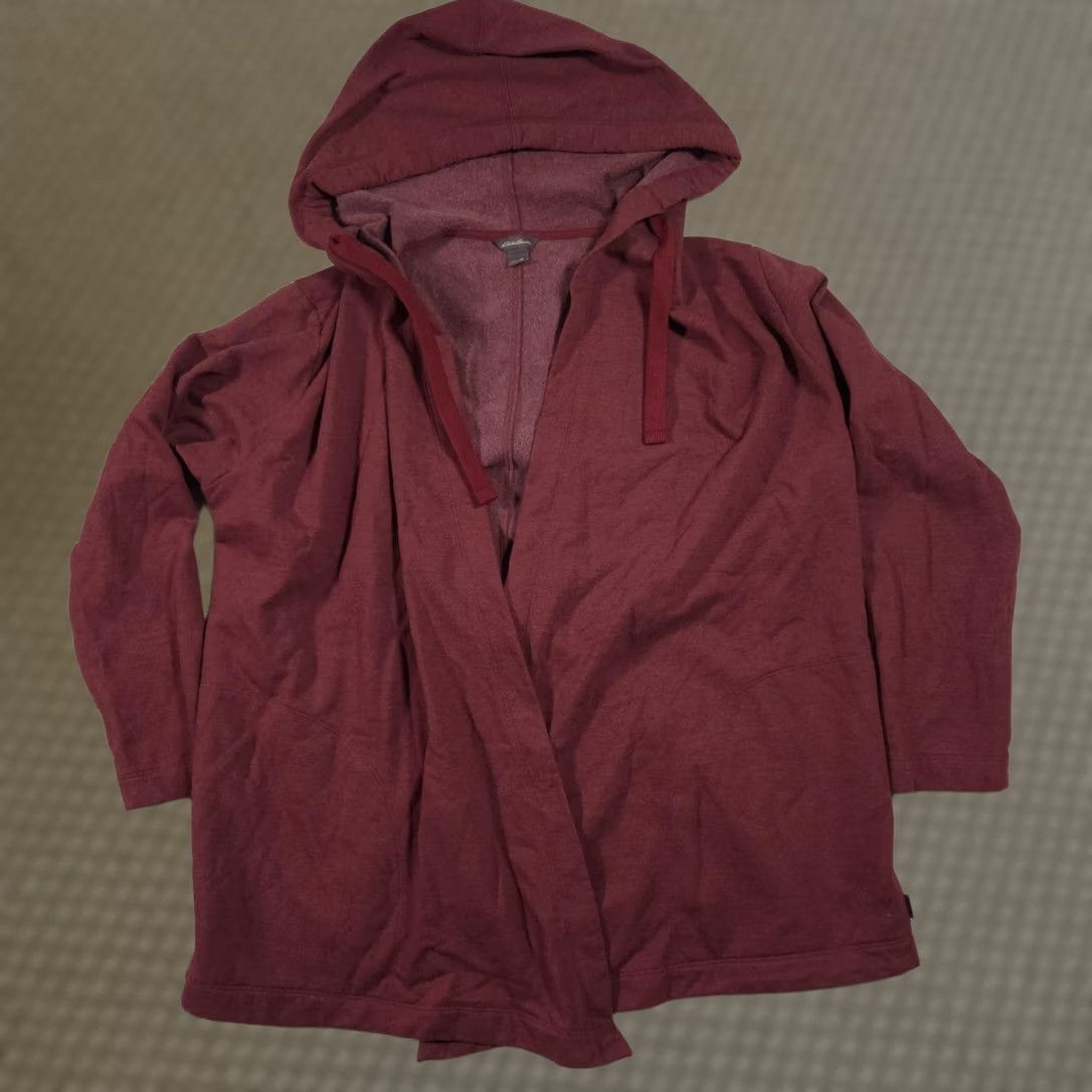 Eddie Bauer Eddie Bauer Womens XL Red Fleece Hooded Open Front Pockets Casual Coatigan Size XL / US 12-14 / IT 48-50 - 1 Thumbnail