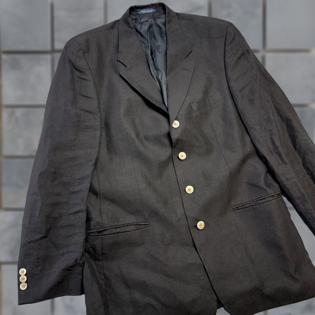 Chaps VINTAGE Chaps Jacket Mens 42 Black VTG Ralph Lauren Blazer 42L Linen Four Button Sport Coat Size 42R - 1 Thumbnail