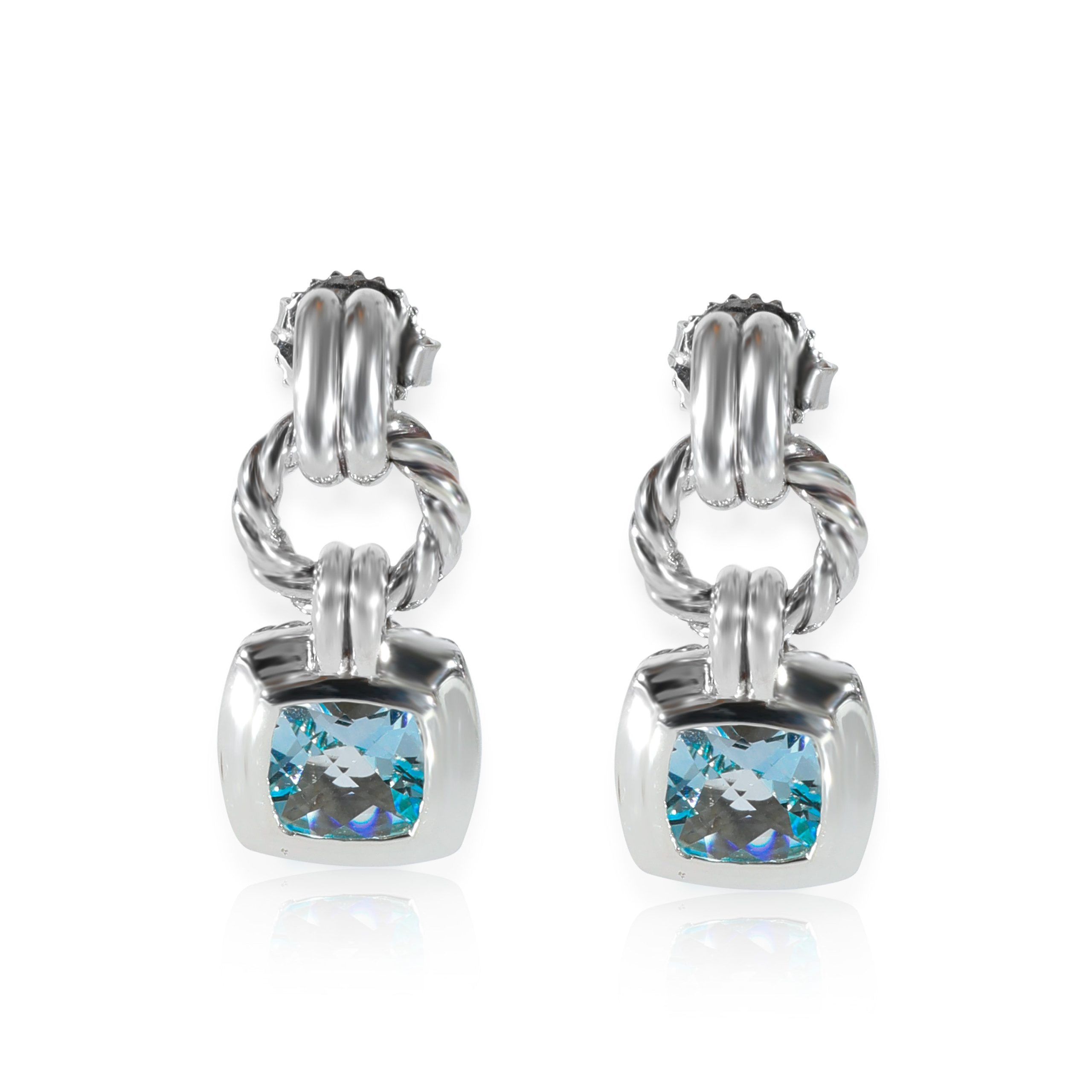 David Yurman David Yurman Albion Blue Topaz Drop Earrings in Sterling Silver Size ONE SIZE - 1 Thumbnail