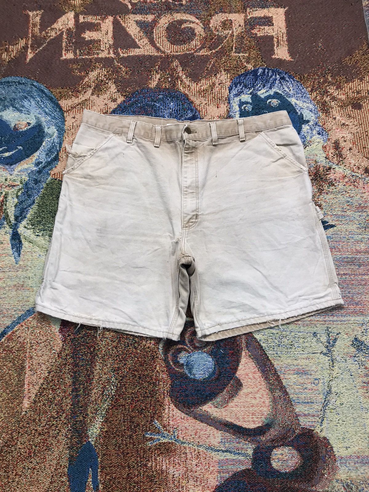 Carhartt 90sVintage Carharttt WU1906 sunfaded carpenter denim short Size US 42 / EU 58 - 1 Thumbnail