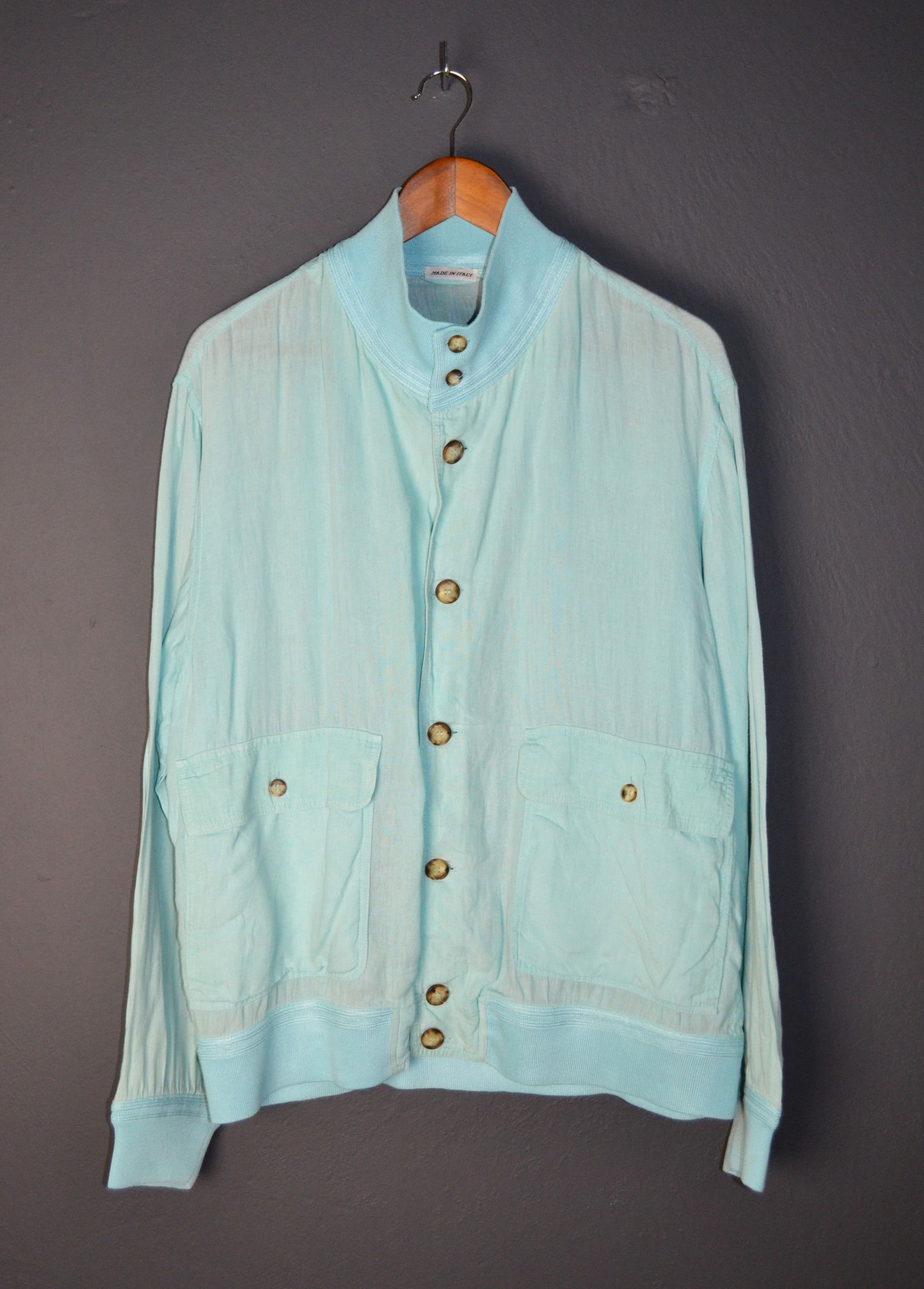 Brioni Brioni Vintage Light Blue Linen Bomber Flight Jacket XL Size US XL / EU 56 / 4 - 1 Thumbnail