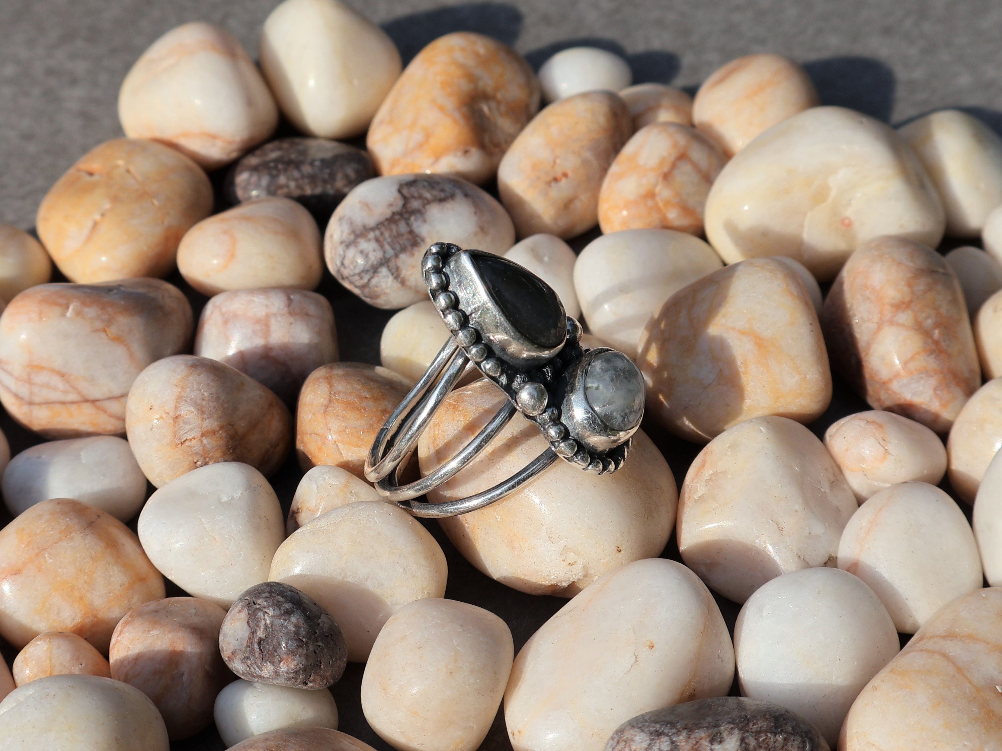Handmade Moonstone Labradorite Ring, Handmade Sterling Silver Ring, Size ONE SIZE - 8 Thumbnail