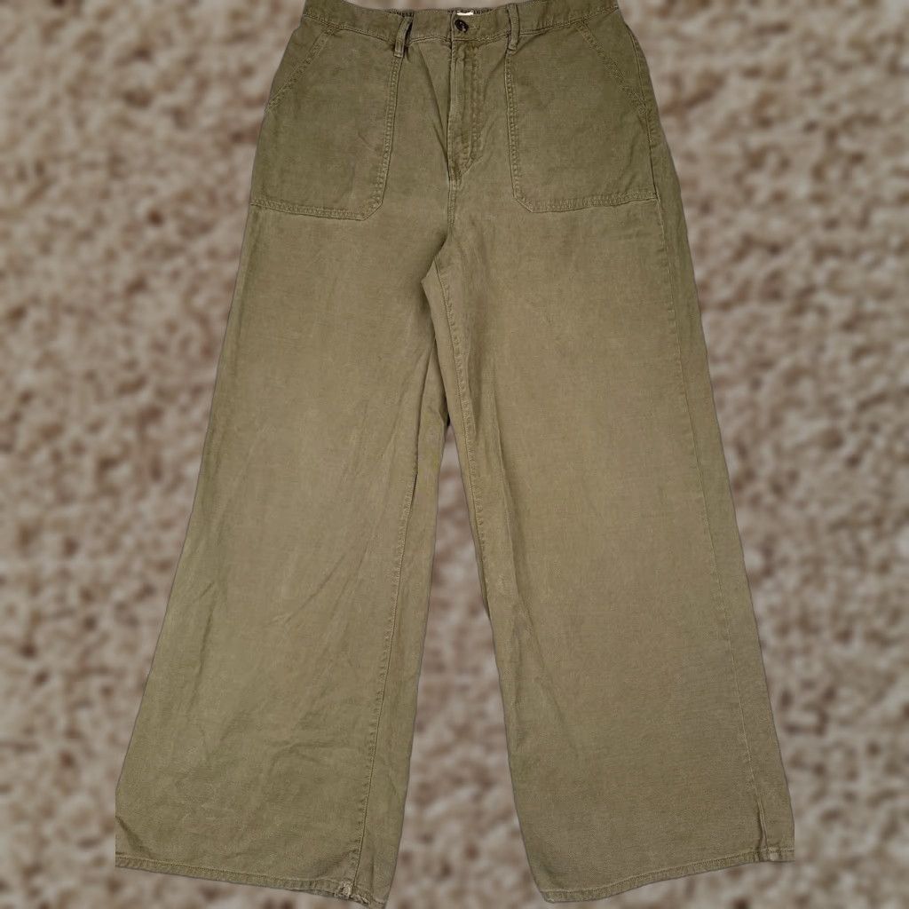 Olive a.n.a A New Approach Pants Womens 16 Olive Green Wide Leg Utility Tencel Blend Size 38" / US 16 / IT 52 - 1 Thumbnail