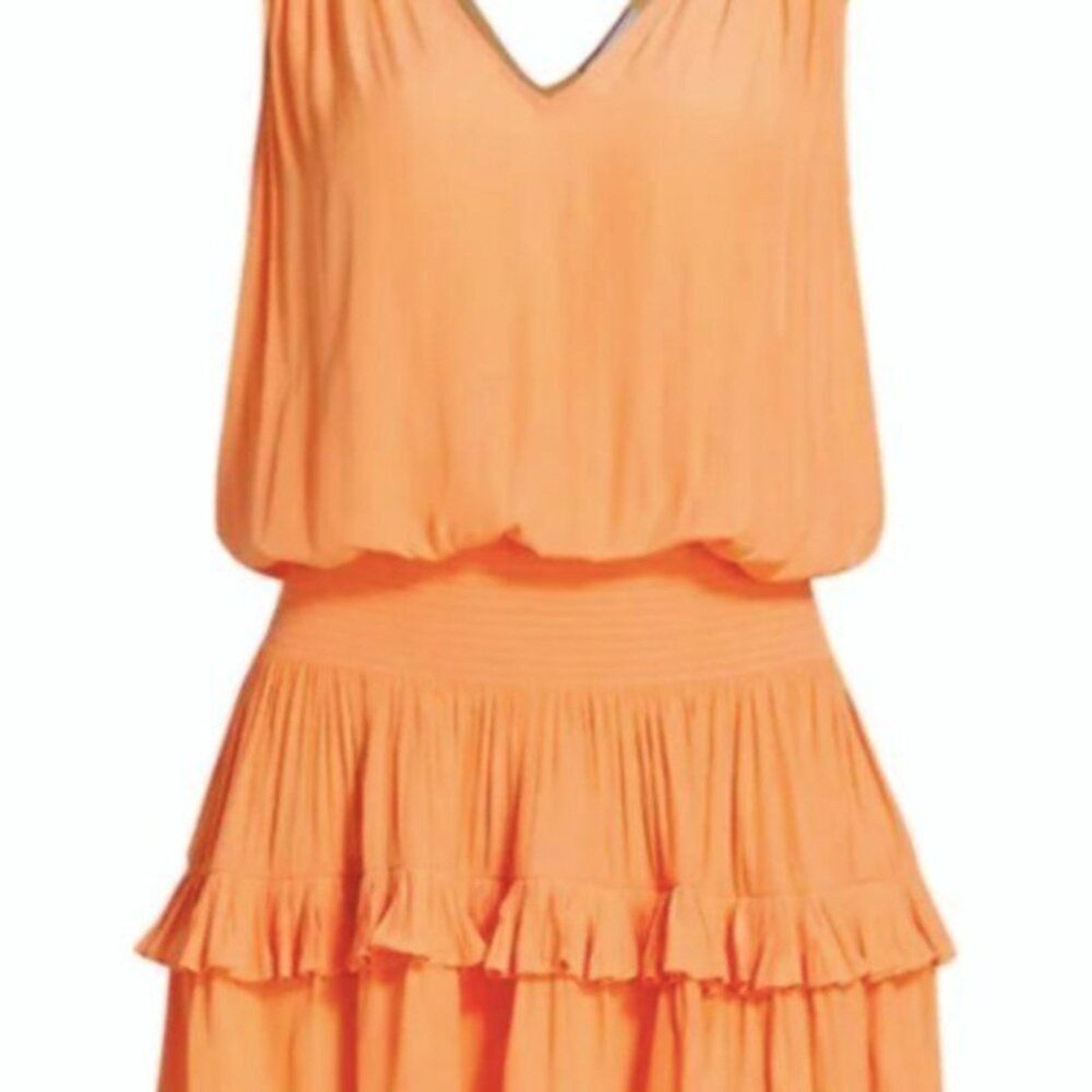 Ramy Brook Ramy Brook Kiara Smocked Mini Dress tangerine L Size L / US 10 / IT 46 - 4 Thumbnail