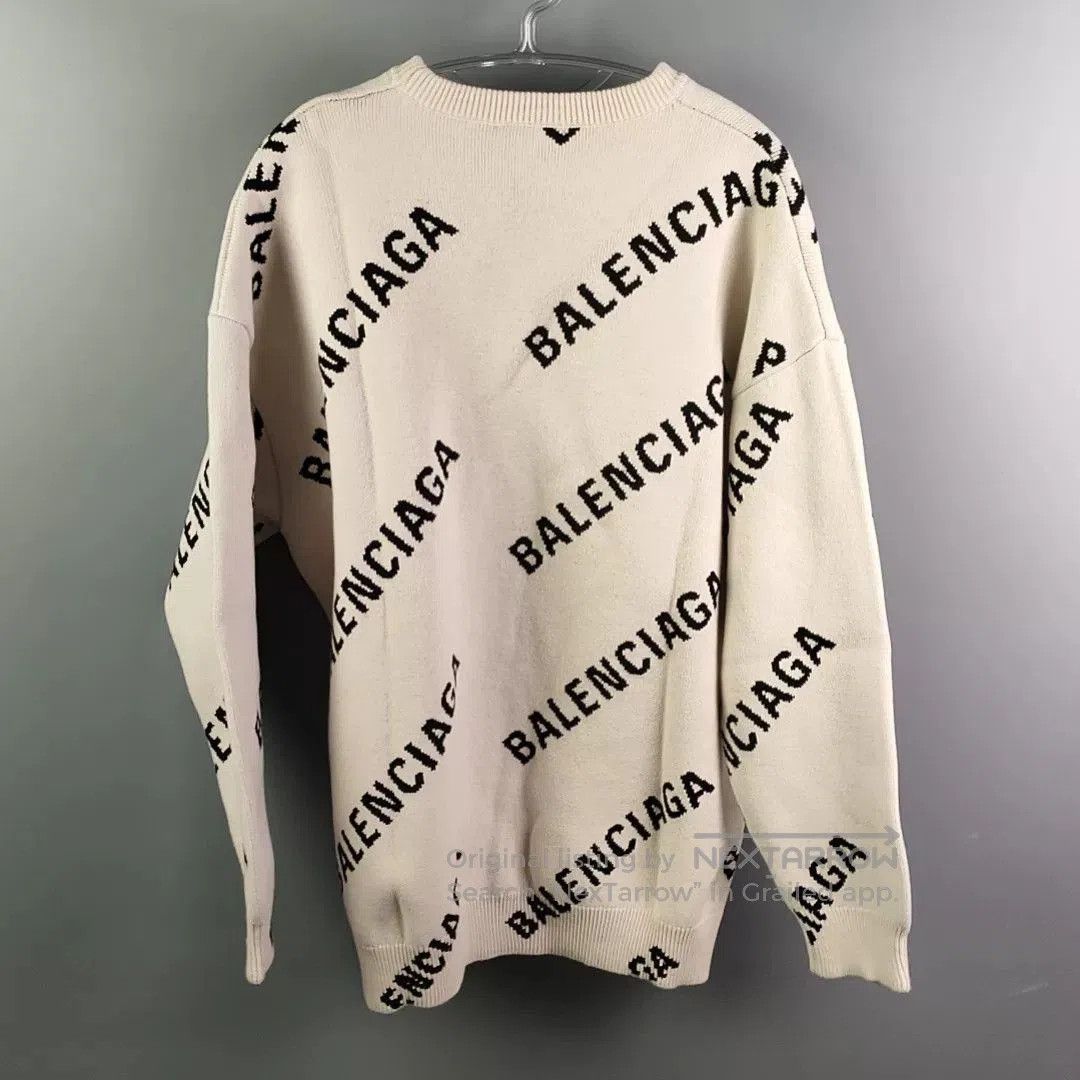 Balenciaga Balenciaga Allover Logo Cotton Crewneck Sweater. Size US S / EU 44-46 / 1 - 2 Thumbnail