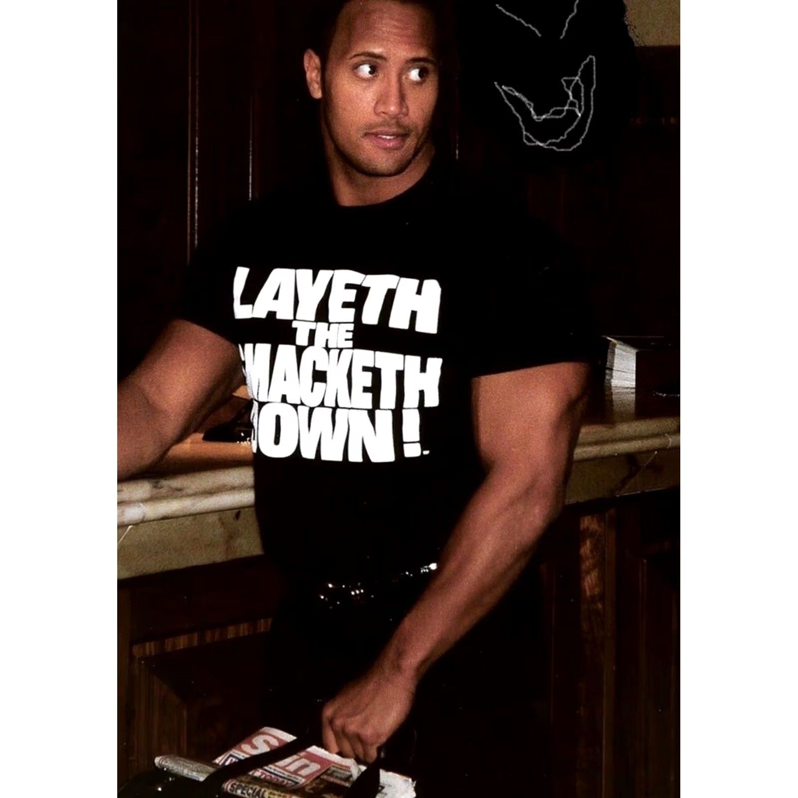 Vintage VINTAGE The Rock Black T-Shirt Mens M Layeth the Smacketh Down 1999 WWE 90s Sports Wresting Size US M / EU 48-50 / 2 - 2 Thumbnail