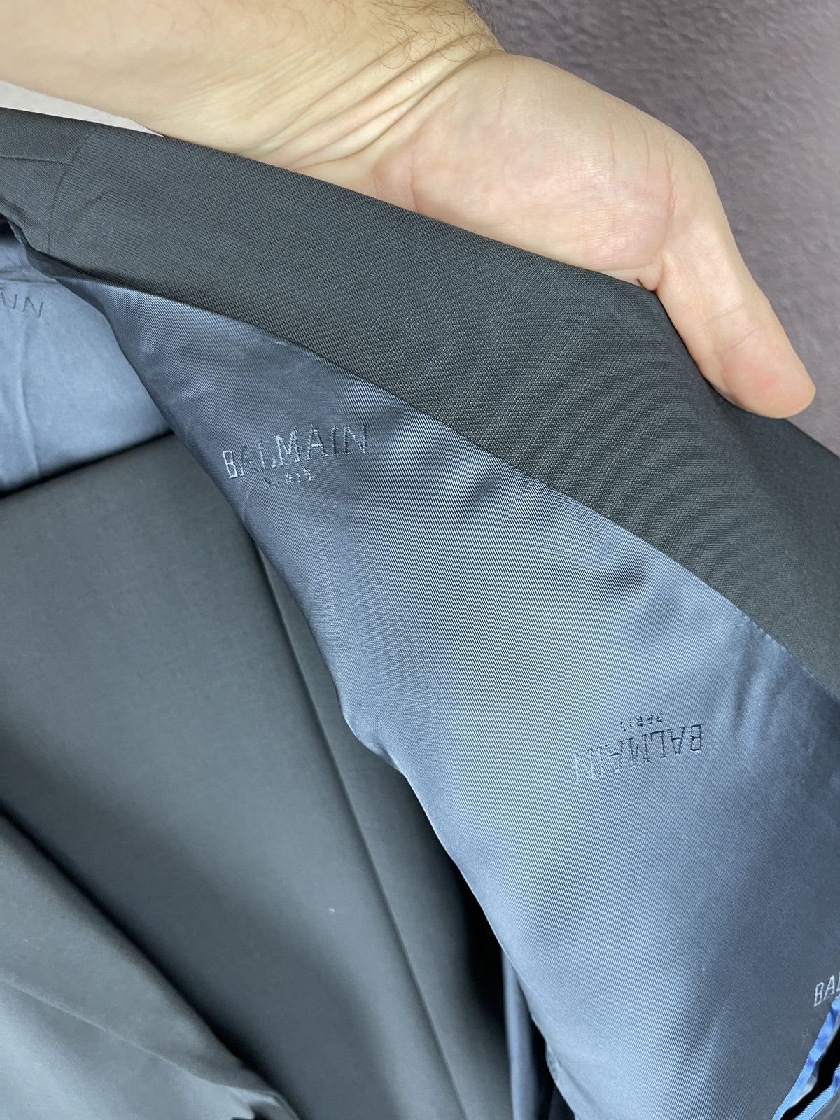 Balmain Balmain Paris Wool Suit Grey 3 Button Single Breasted 2 Pcs Size 42R - 12 Thumbnail