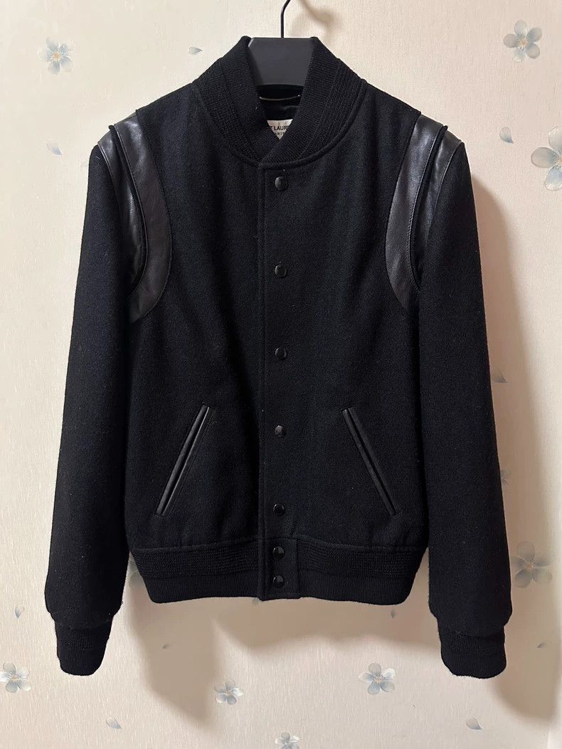 Saint Laurent Paris Saint Laurent Teddy Wool Leather Bomber Jacket Size S / US 4 / IT 40 - 1 Thumbnail