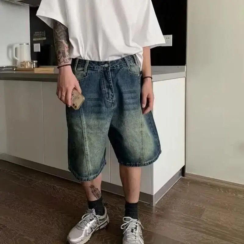 Japanese Brand Retro high street straight leg denim shorts Size US 32 / EU 48 - 5 Thumbnail