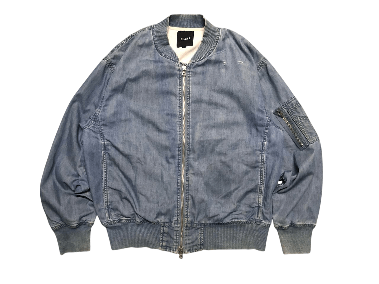 Beams Plus BEAMS CHAMBRAY DENIM BOMBER JACKET DISTRESSED Size US S / EU 44-46 / 1 - 1 Thumbnail