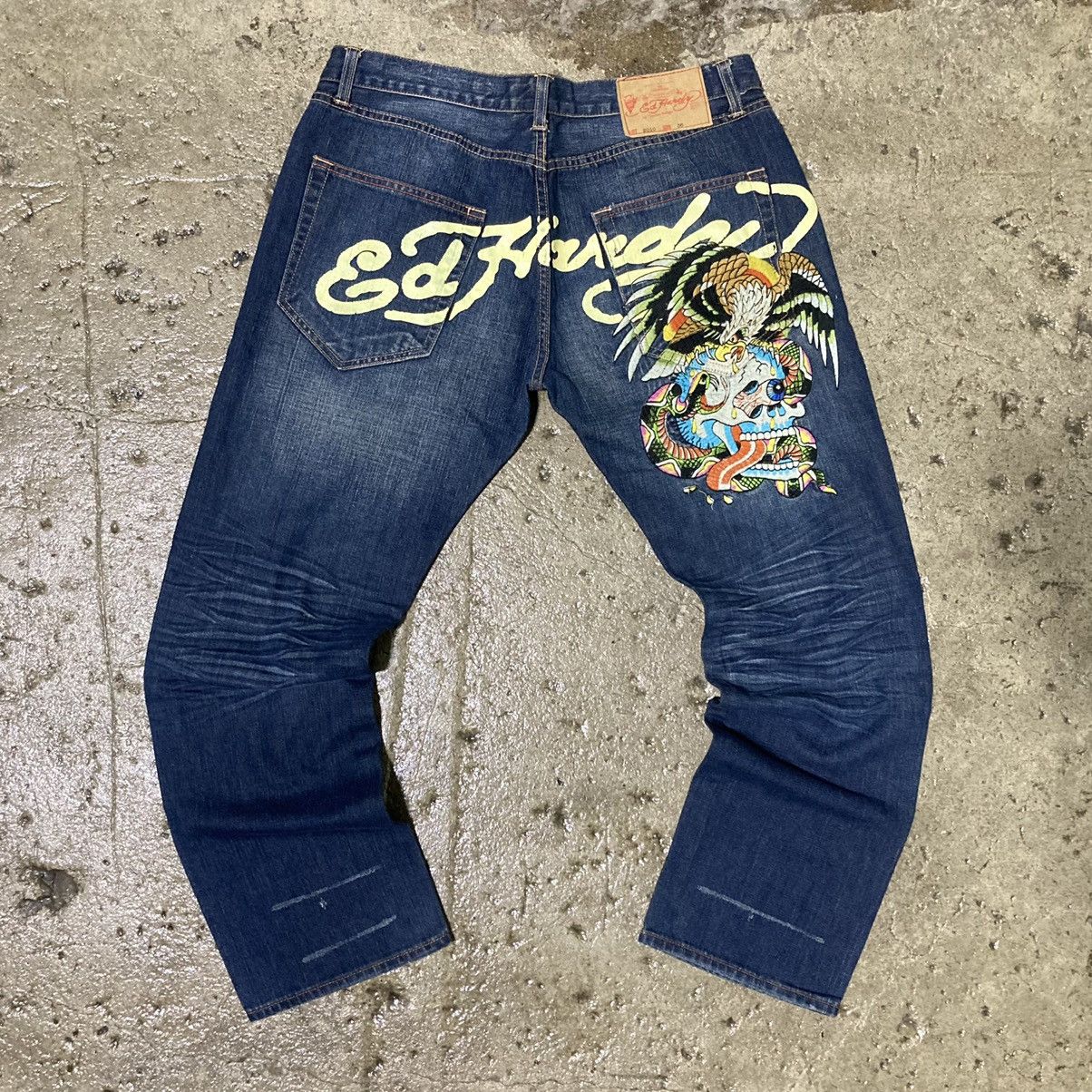 Ed Hardy × Japanese Brand × Vintage Crazy Vintage Y2K Ed Hardy Jeans Japanese Skull Skater Style Size US 36 / EU 52 - 1 Thumbnail