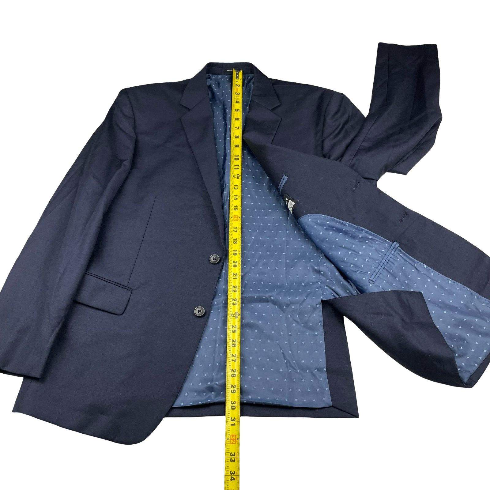 Joseph Abboud Joseph Abboud Men’s 100% Wool 2-Button Blazer Navy Blue • 46 Size 46R - 8 Thumbnail
