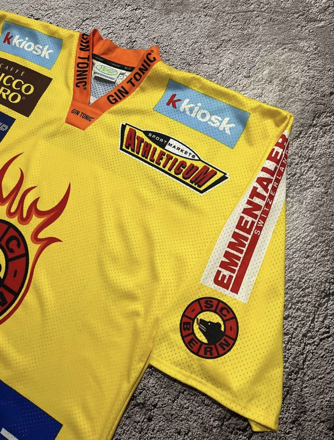 NHL × Vintage Ice Hockey SC Bern Jersey Swiss Yellow Yvette Peugeot Size US S / EU 44-46 / 1 - 4 Thumbnail