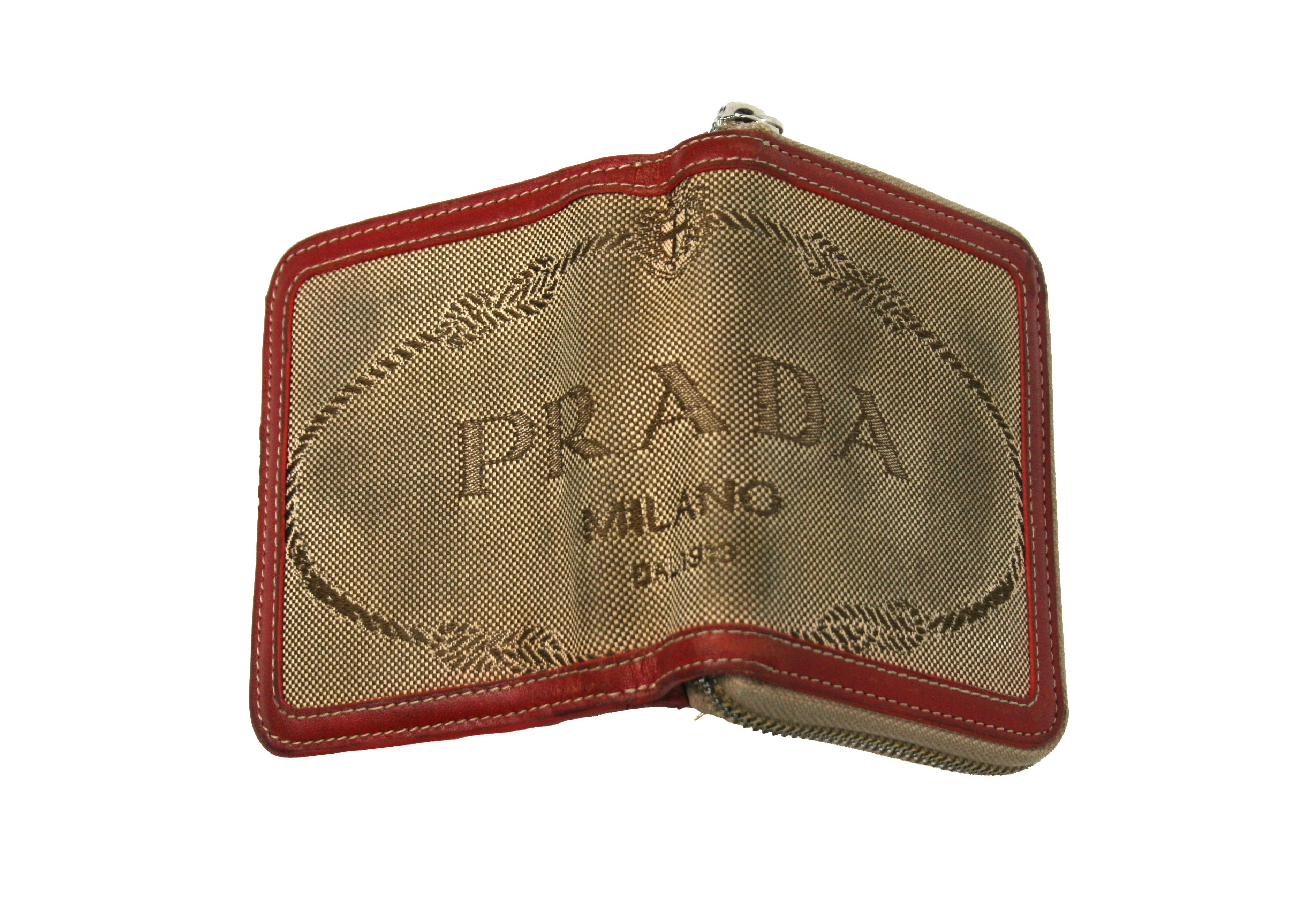 Prada 90S Big Logo Jacquard Wallet Vintage Size ONE SIZE - 3 Thumbnail