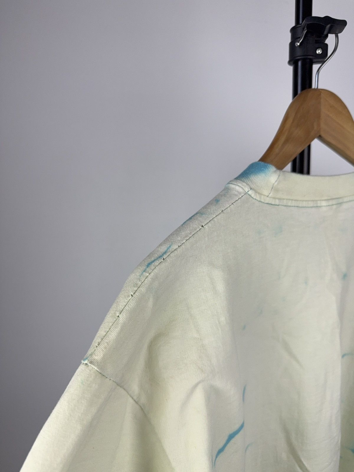 Vintage 90s Y2K Style Tee Bleach Dyed Mint Shirt YSL-Inspired Logo Size US M / EU 48-50 / 2 - 8 Thumbnail