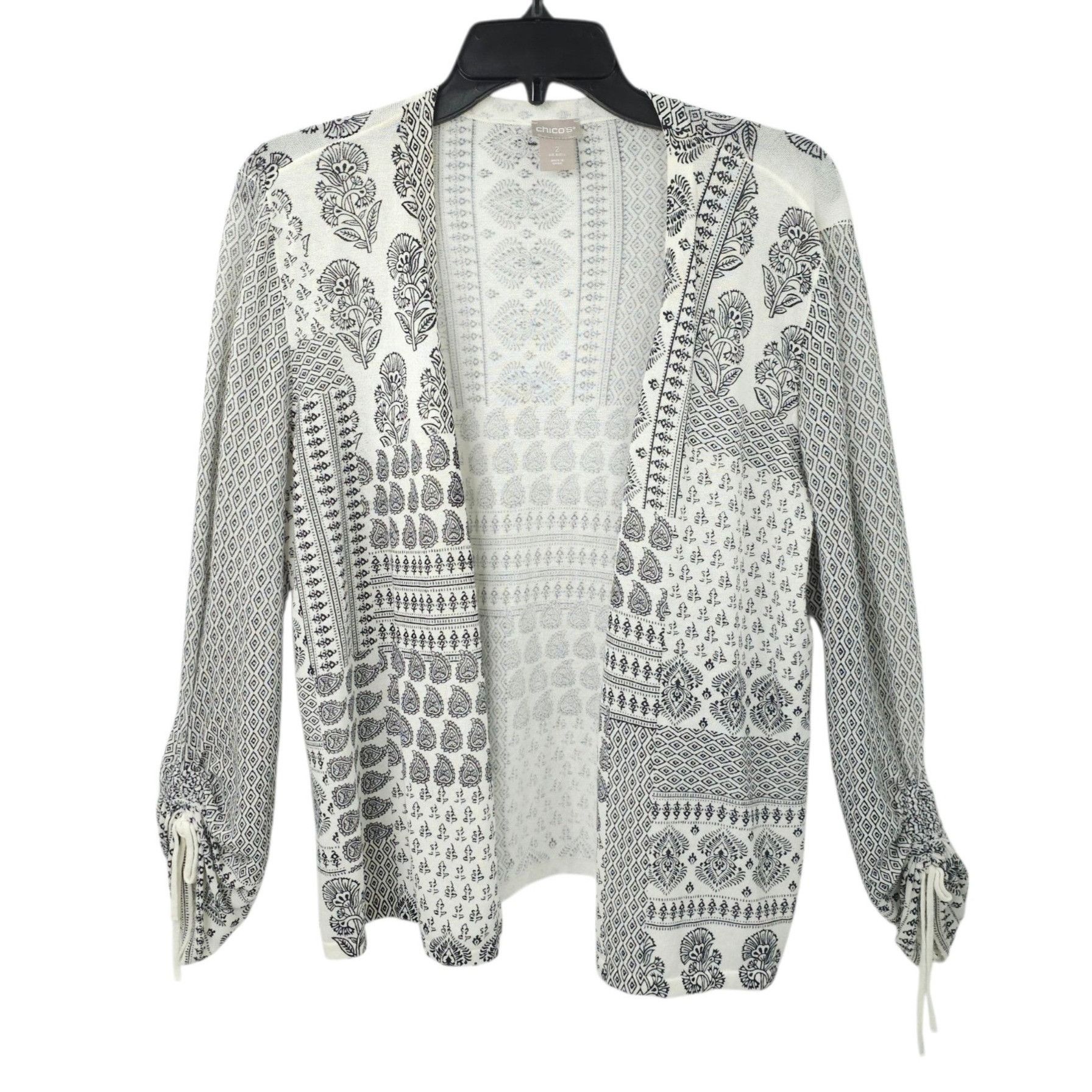 Chicos Chicos Open Front Cardigan Womens Size 2 US L Ruched Sleeve Size L / US 10 / IT 46 - 1 Thumbnail