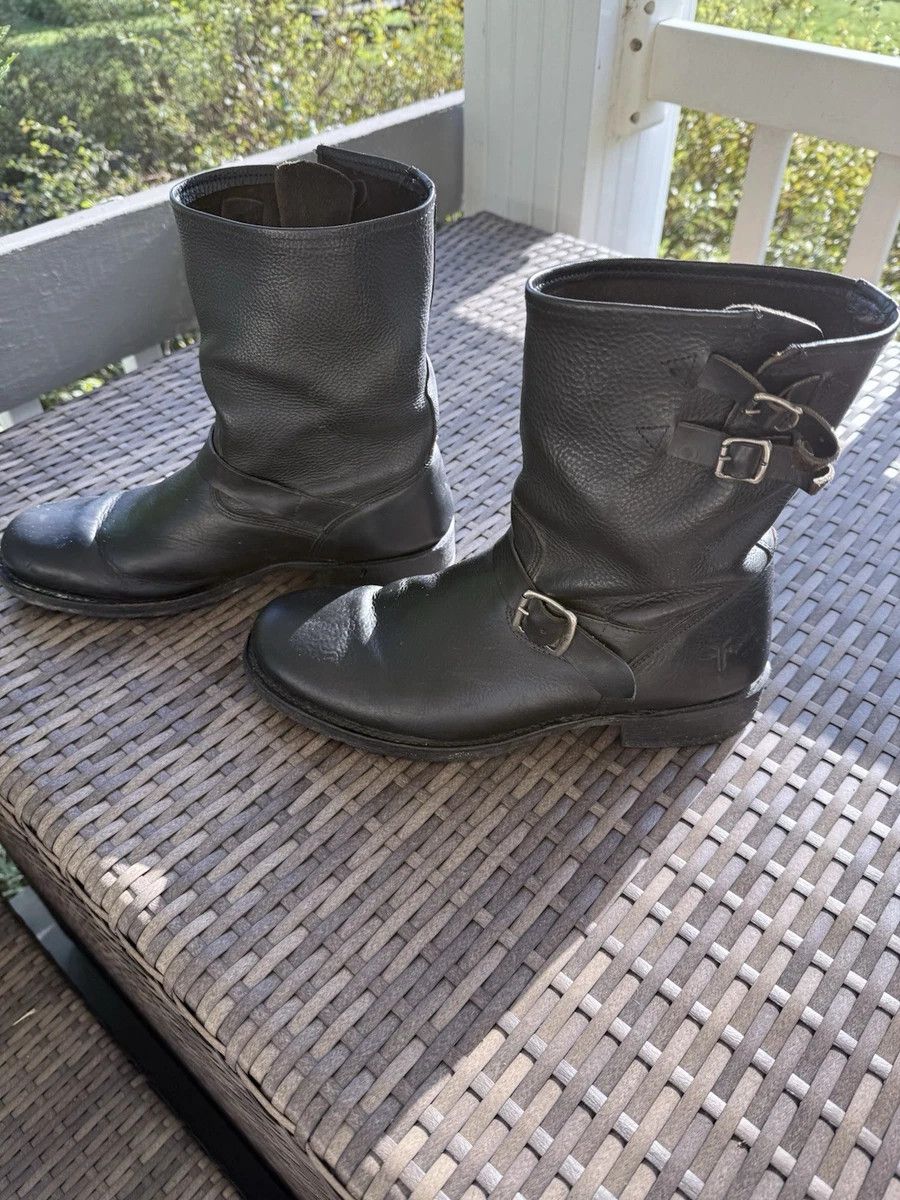 Frye Engineer Boots Black Leather M Motorcycle Biker