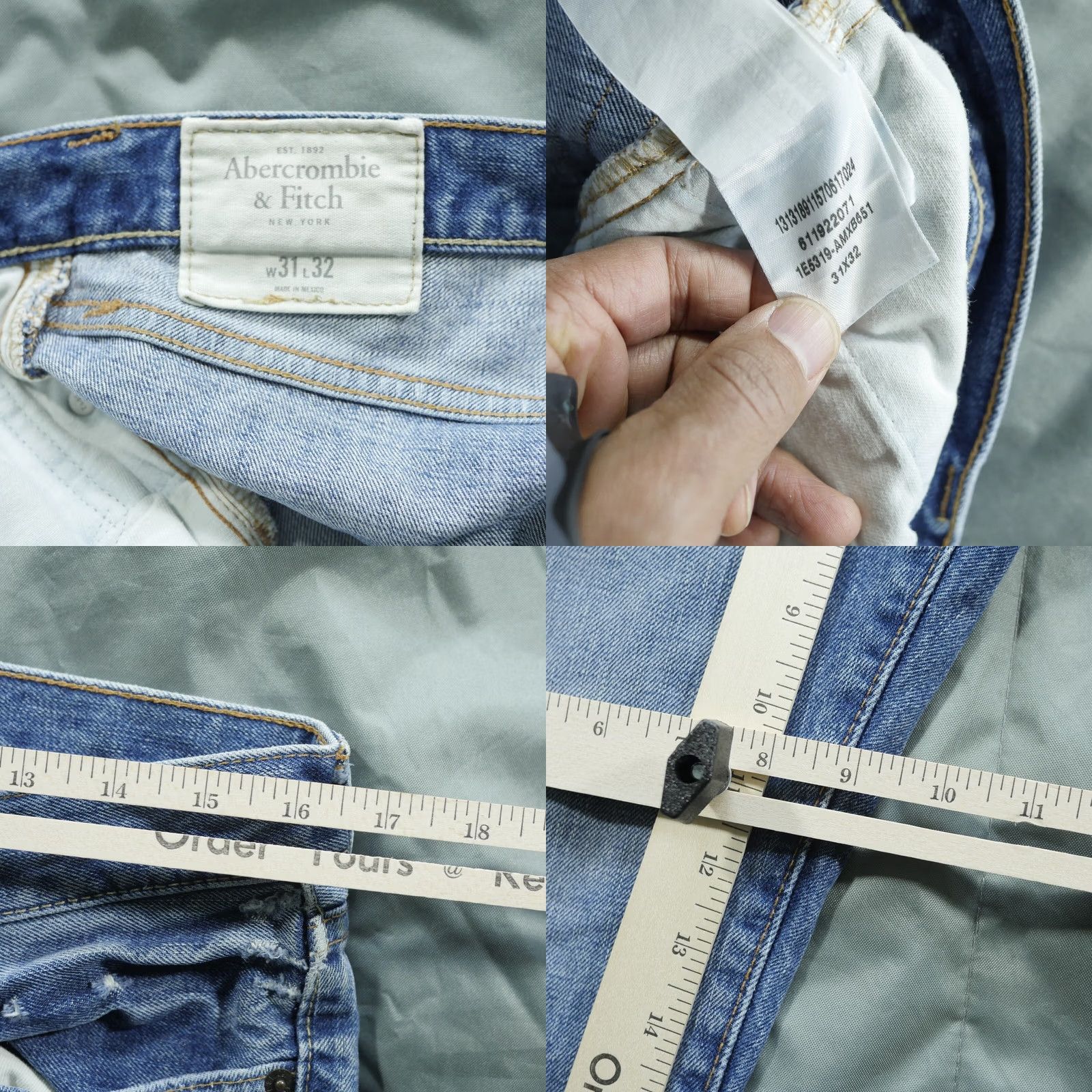 Abercrombie & Fitch Abercrombie & Fitch Jeans Mens 31x32 Blue Dark Wash Denim Skinny Slim Distressed Logo 5-Pocket Mens Skinny Jeans Size US 31 - 8 Thumbnail