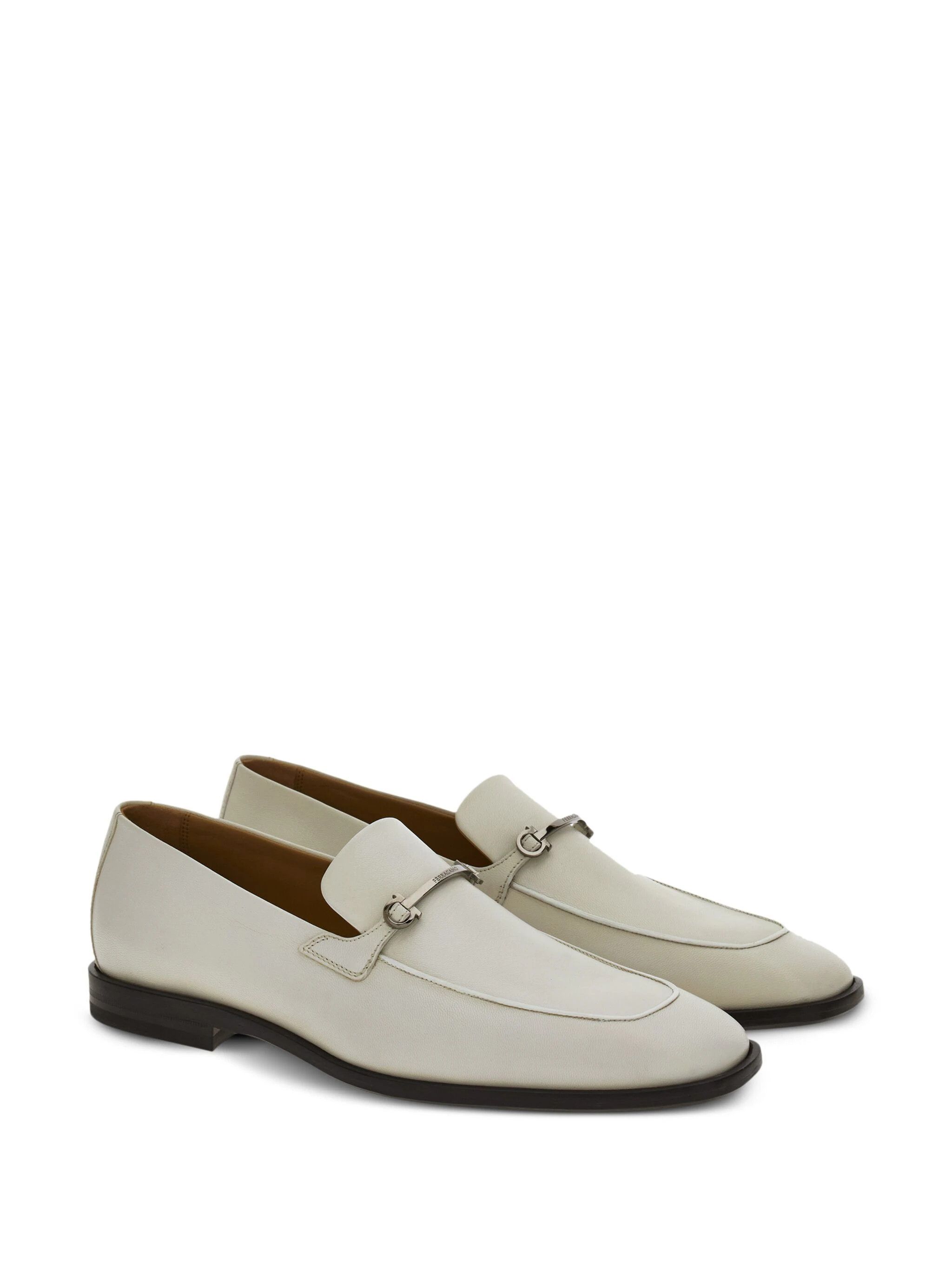 Salvatore Ferragamo o1s1rm0924 Fedro Leather Loafers in White Size US 12.5 / EU 45-46 - 2 Thumbnail