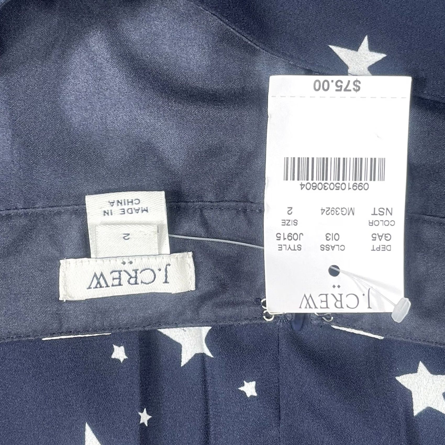 Vintage J Crew Skirt Womens 2 Navy Pull-on Zipper Pocket Above Knee Length Polyester NWT Blue Star Pattern All Seasons Pockets Womens Skirt 2 Navy Size 26" / US 2 / IT 38 - 7 Thumbnail
